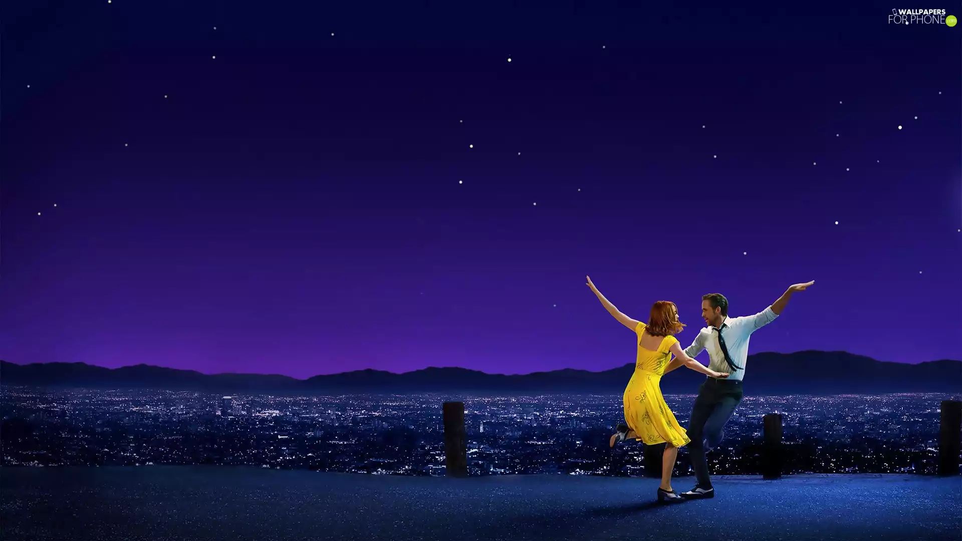 Emma Stone, movie, dance, City at Night, Ryan Gosling, La La Land