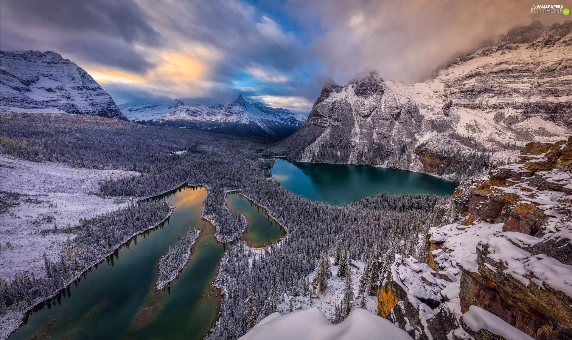 Mary Lake, British Columbia, Mountains, Yoho National Park, Canada, Lake OHara, winter