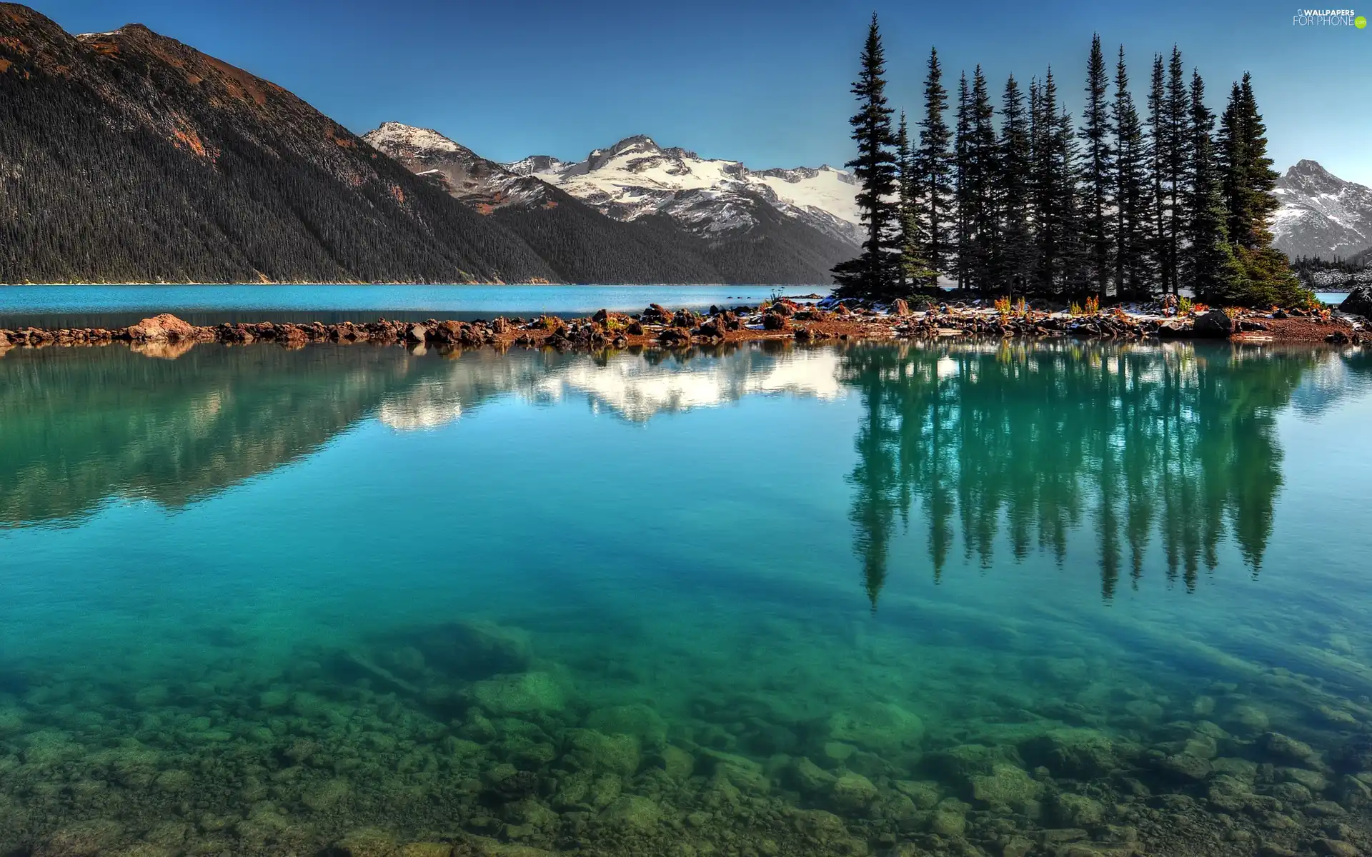 lake, Mountains, forest