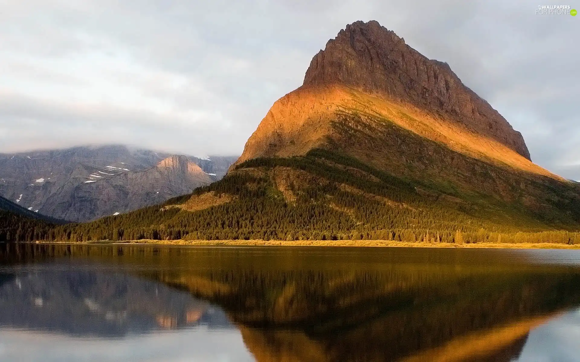 mountains, lake