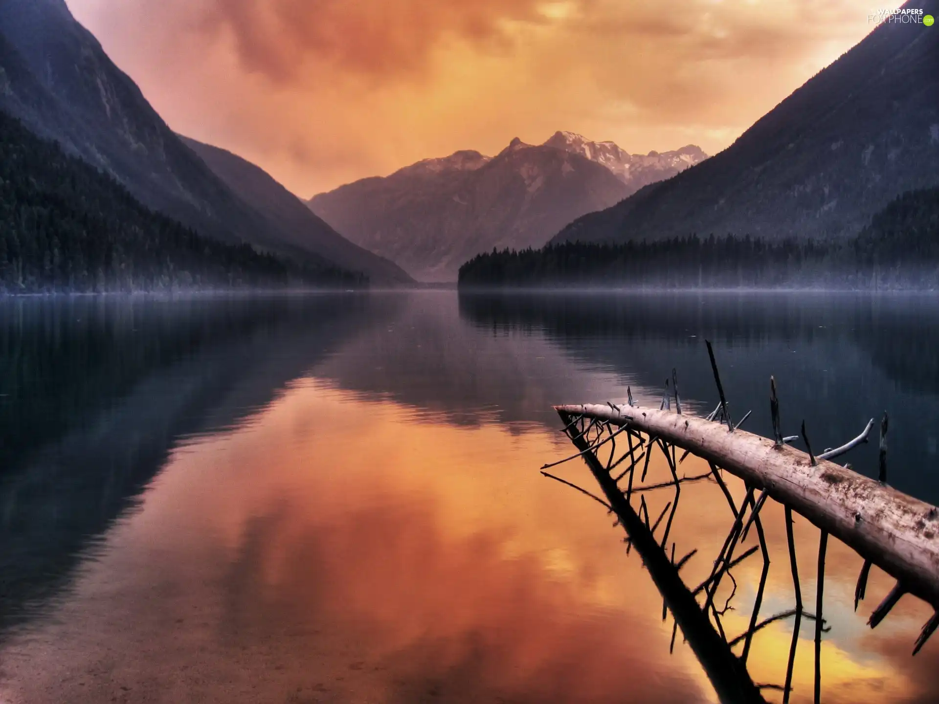 Mountains, lake