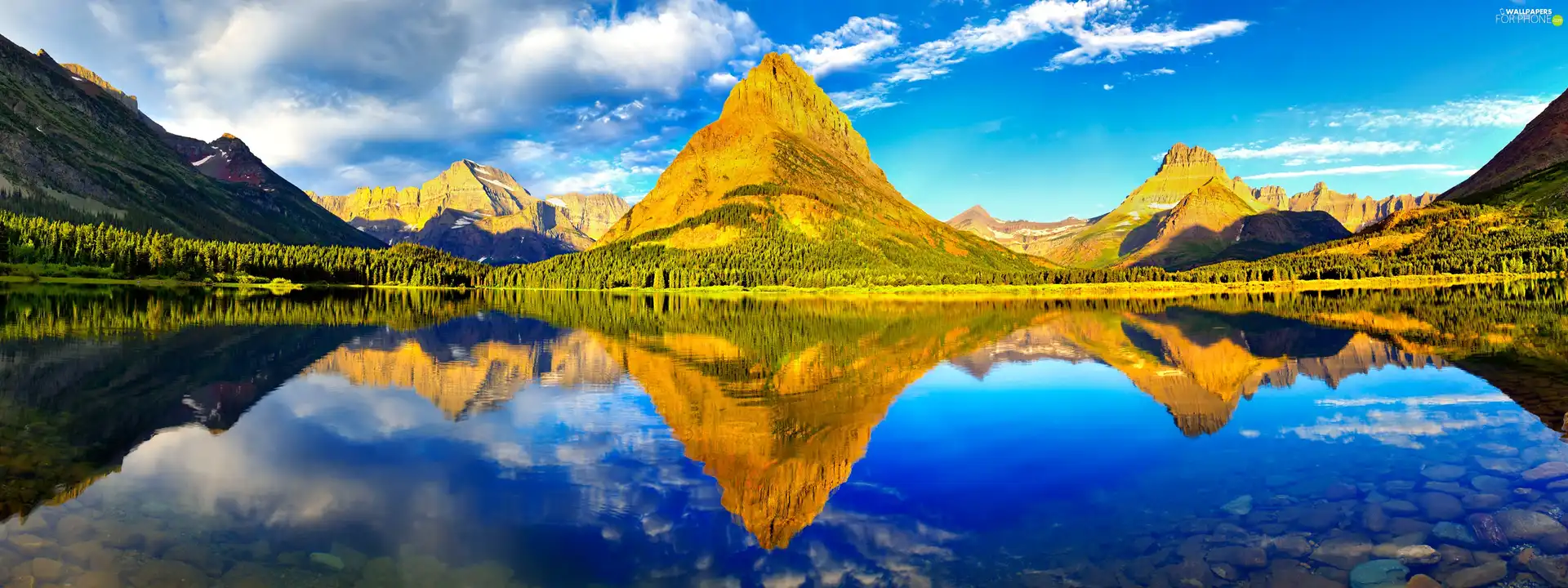 lake, reflection, Sky, Mountains, blue