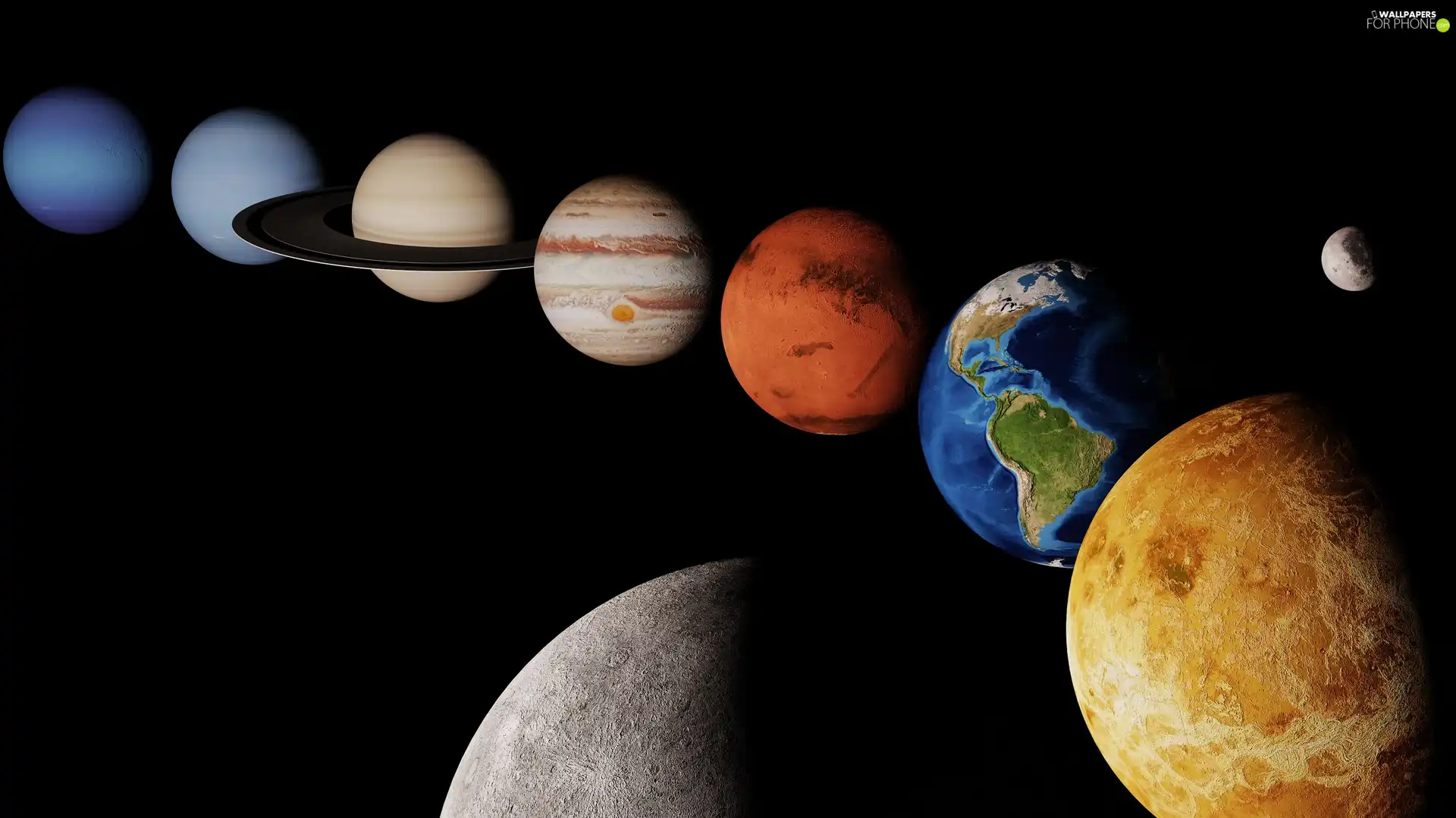 land, moon, sunny, Planets, system