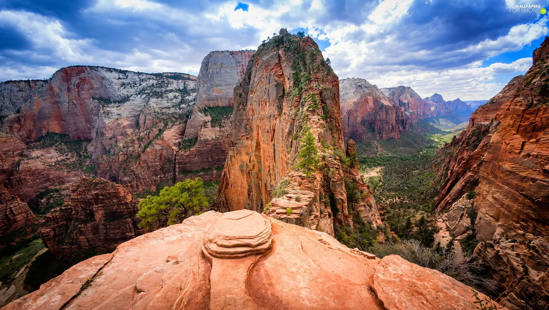 Zion National Park, The United States, canyon, rocks, Angels Landing, Utah State - For phone