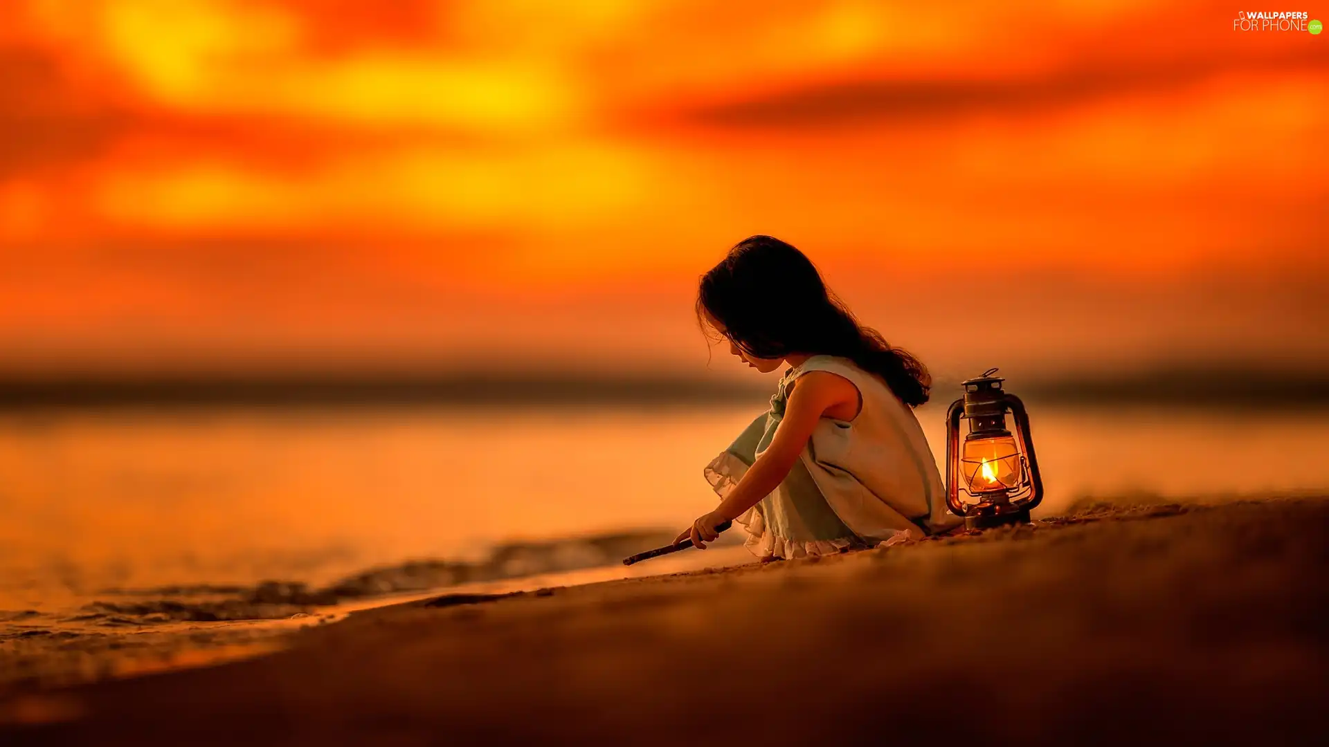 Great Sunsets, girl, lantern