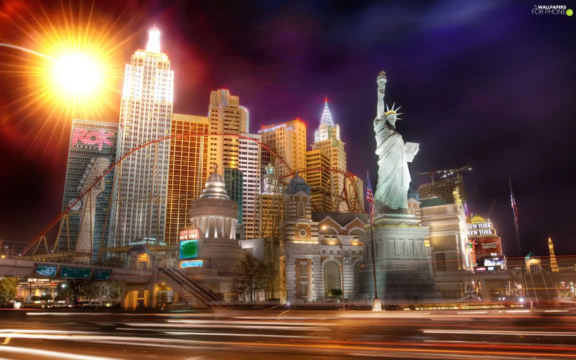 skyscrapers, freedom, Las Vegas, statue