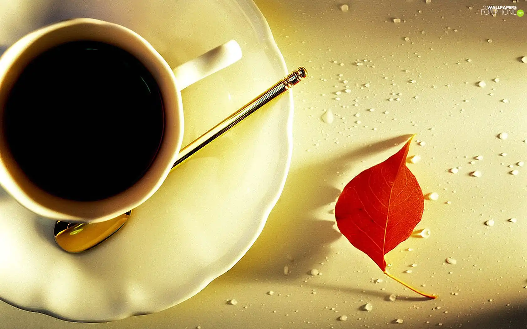 cup, Red, leaf, coffee