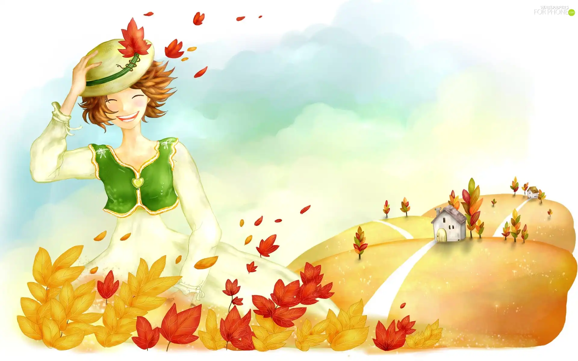 Leaf, happy, girl