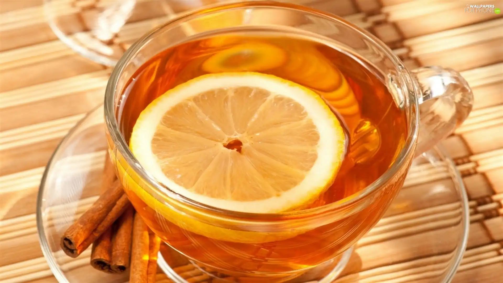 Lemon, cinnamon, plate, tea, cup