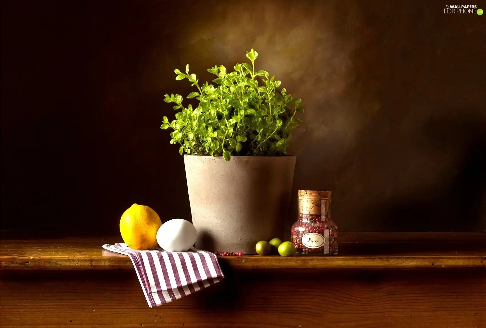 Lemon, garlic, pot, pepper, Herbs