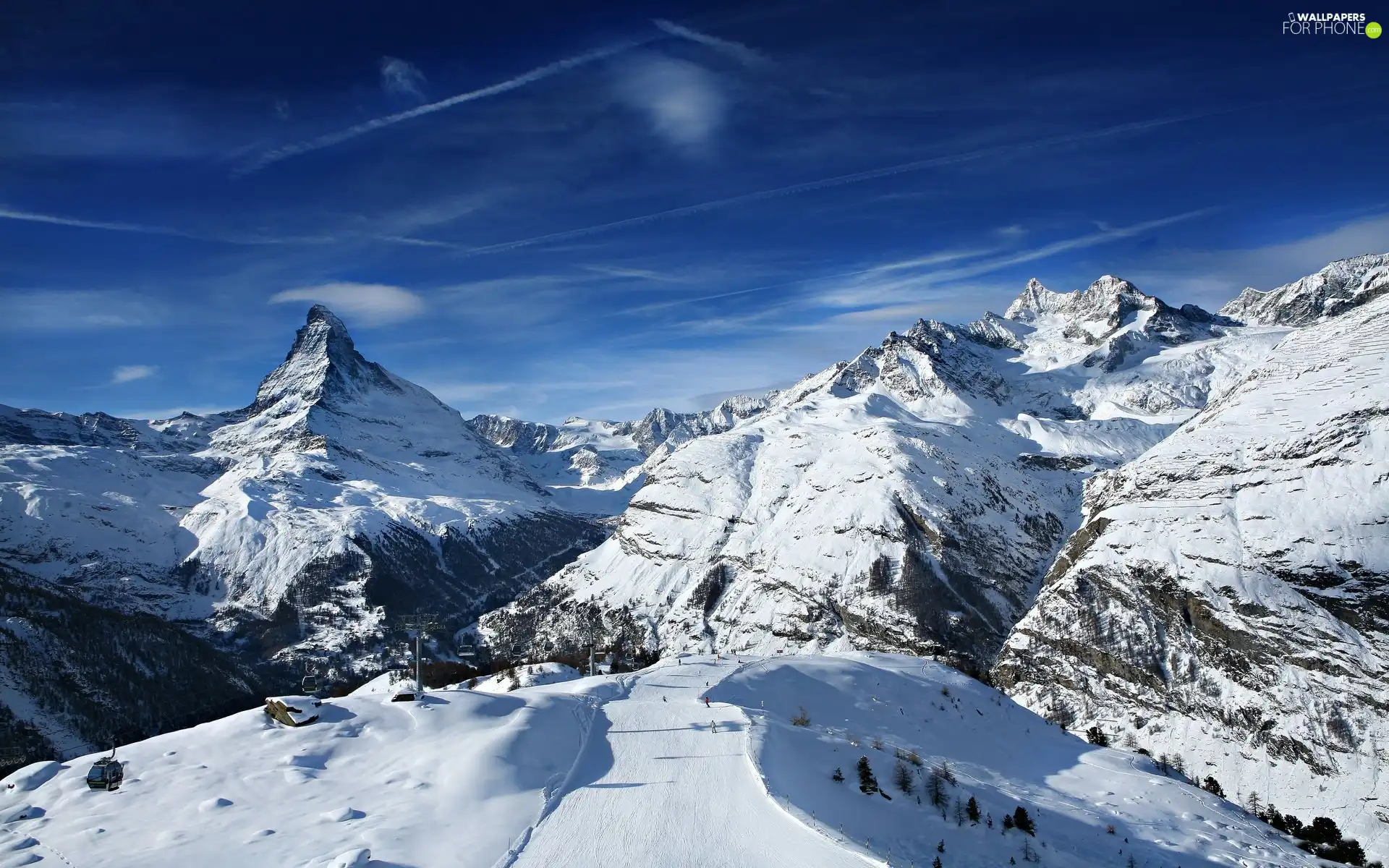 Lift, ski, Mountains, Hill-side, winter