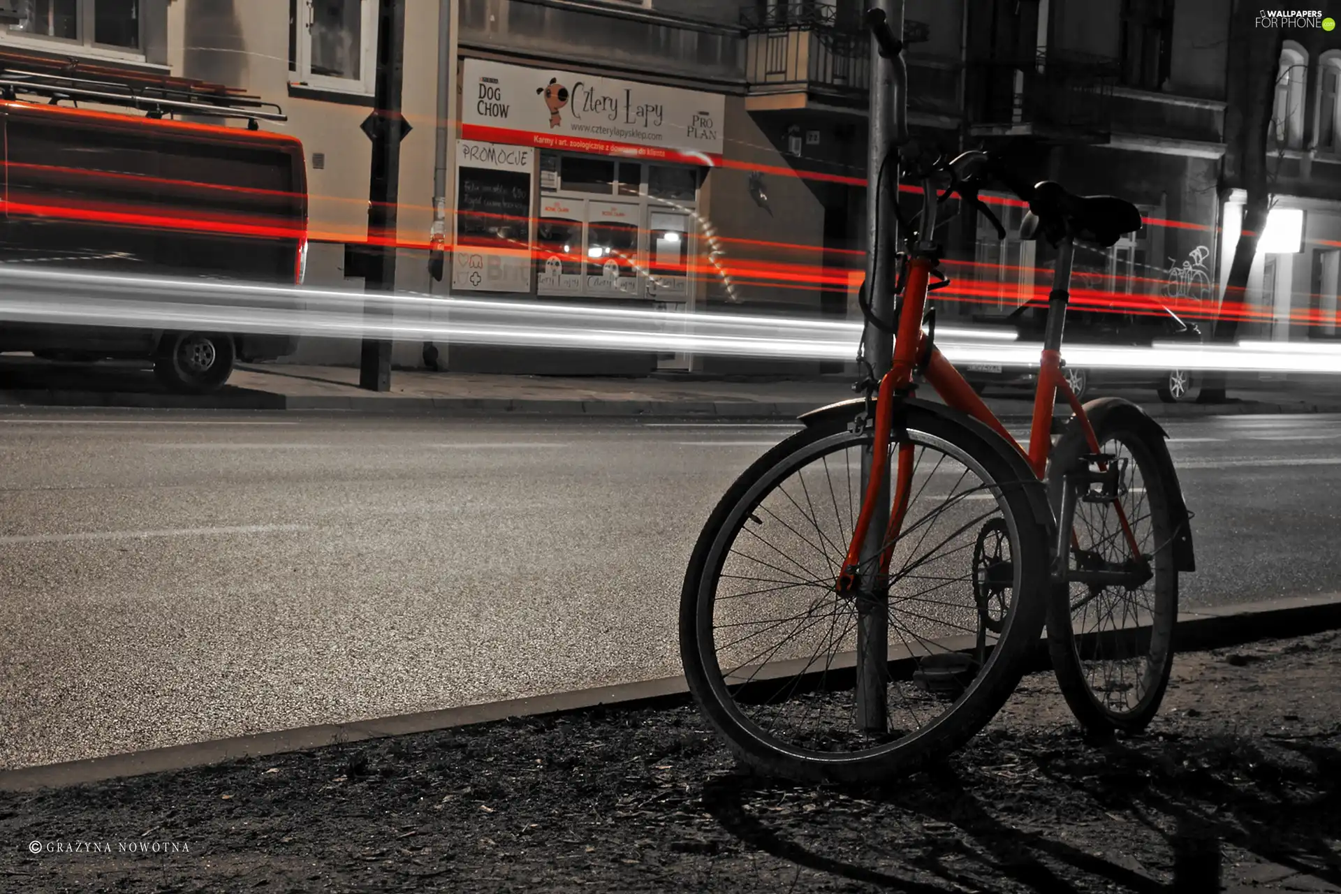 Red, evening, light, Bike