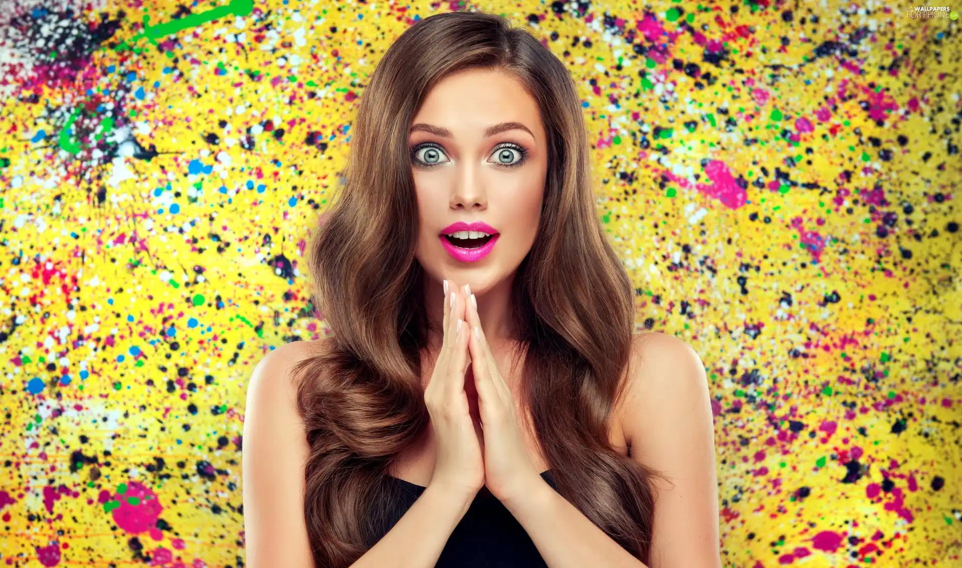 color, background, Women, light brown, Surprised