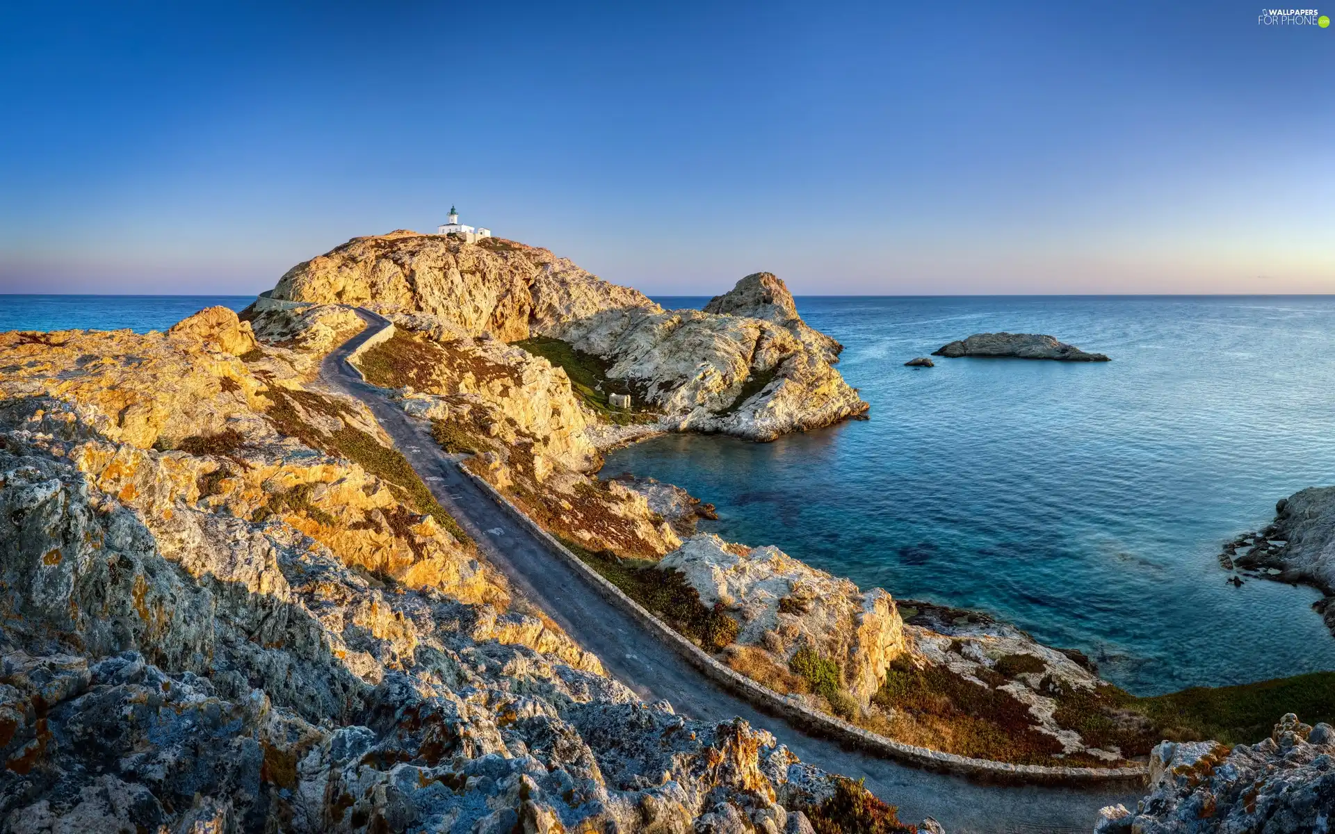 sea, Way, Lighthouses, rocks