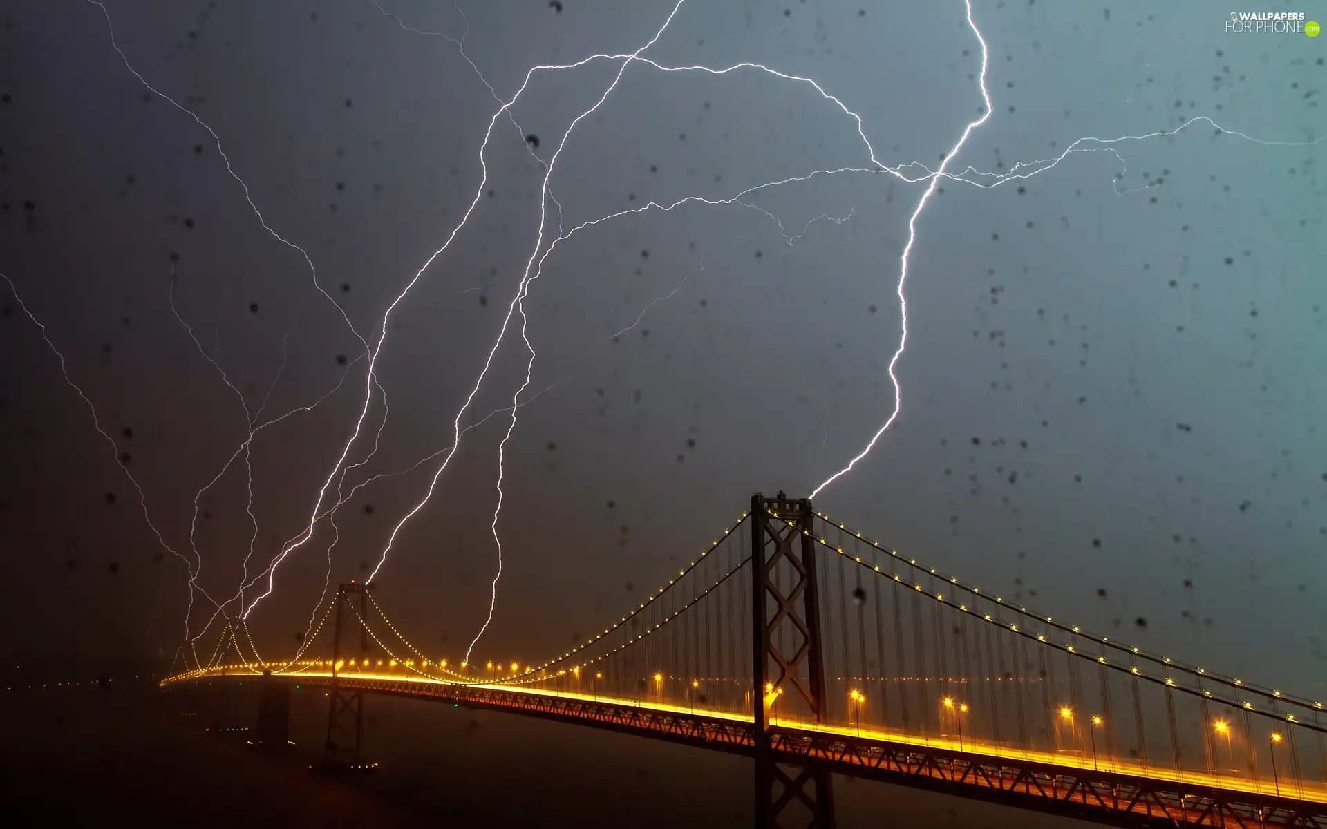 Lightning, bridge, Storm