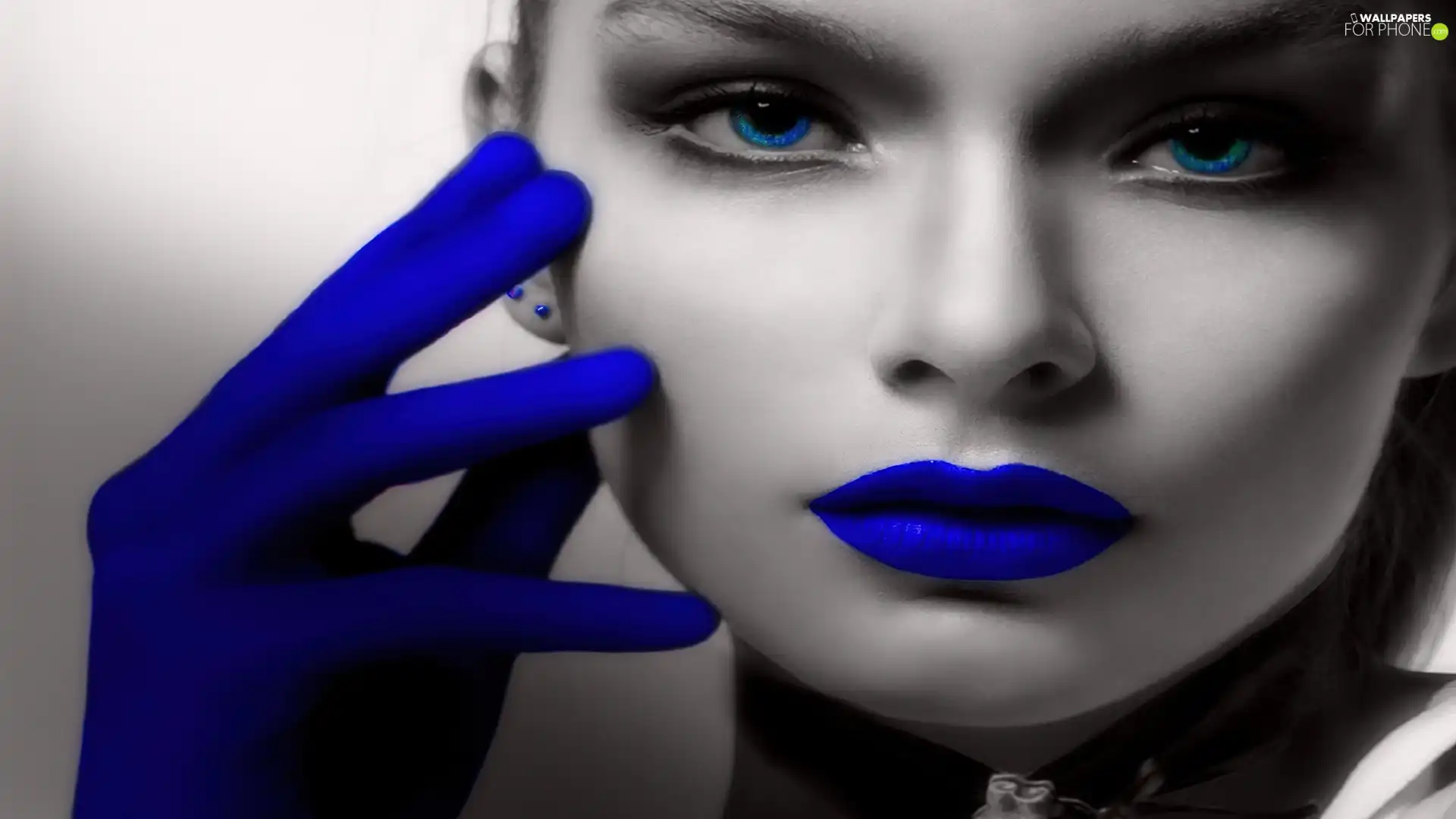 lips, Gloves, Womens, blue, face
