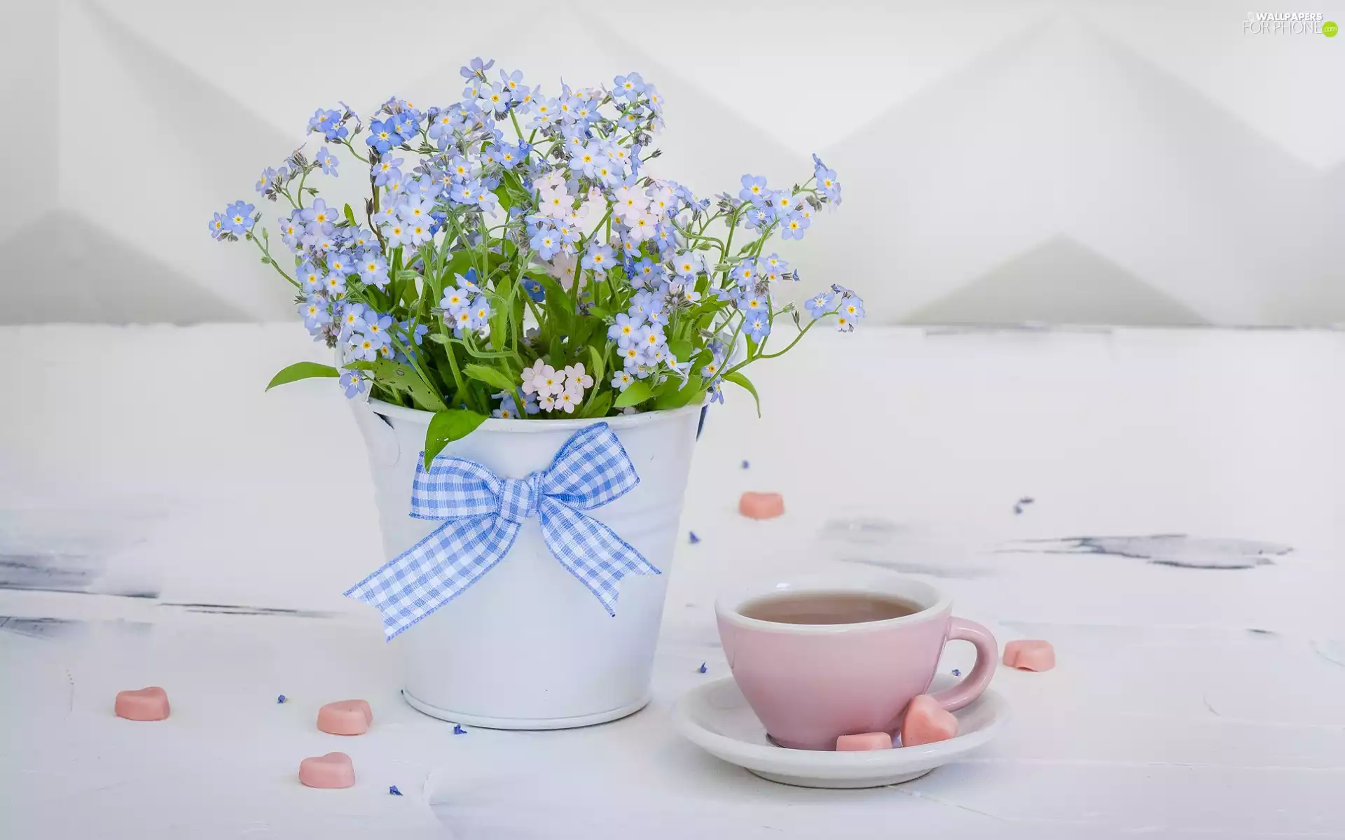 cup, lipstick, Forget, pot, bouquet