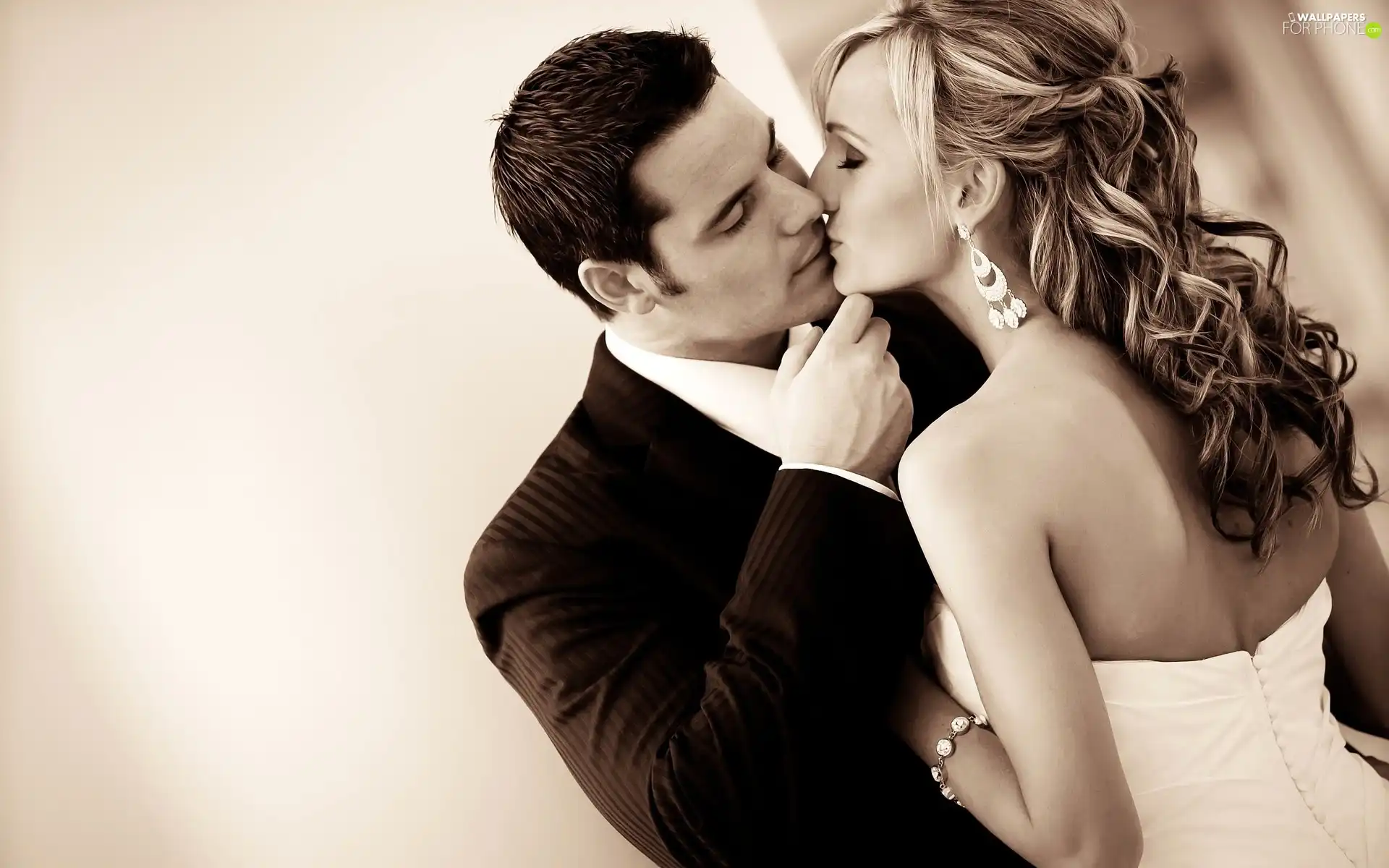 love, kiss, Women, jewellery, a man