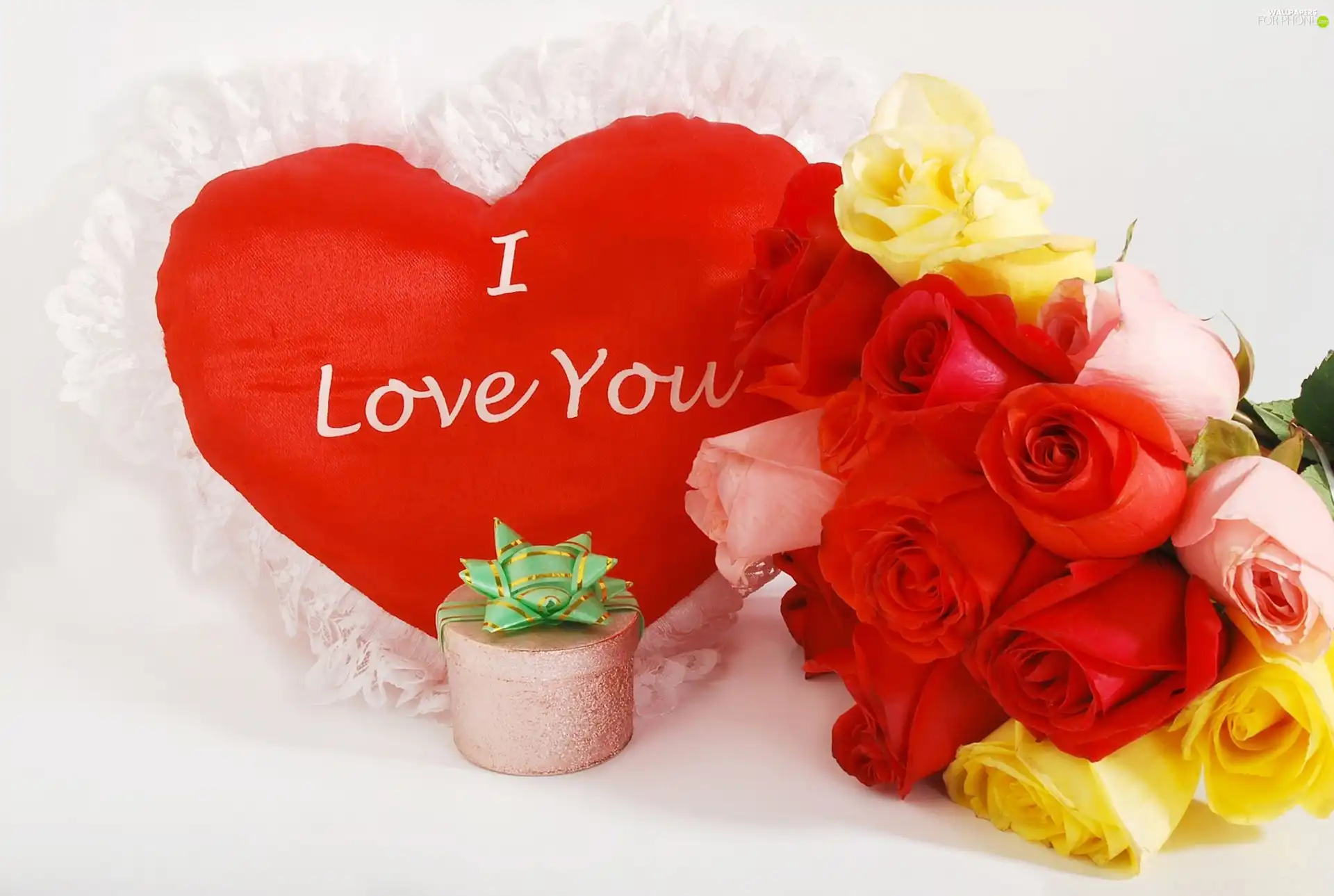 Pillow, roses, love, Heart