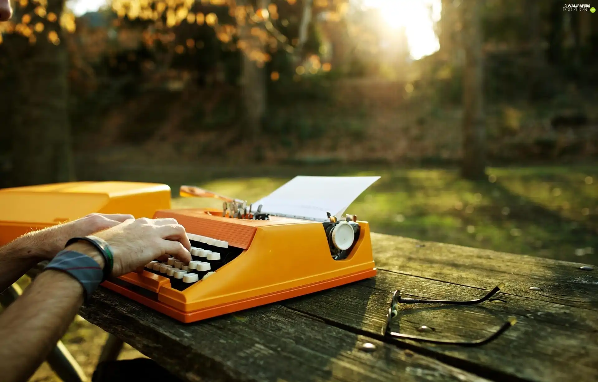machine, a man, Writing, Glasses, Do, hands