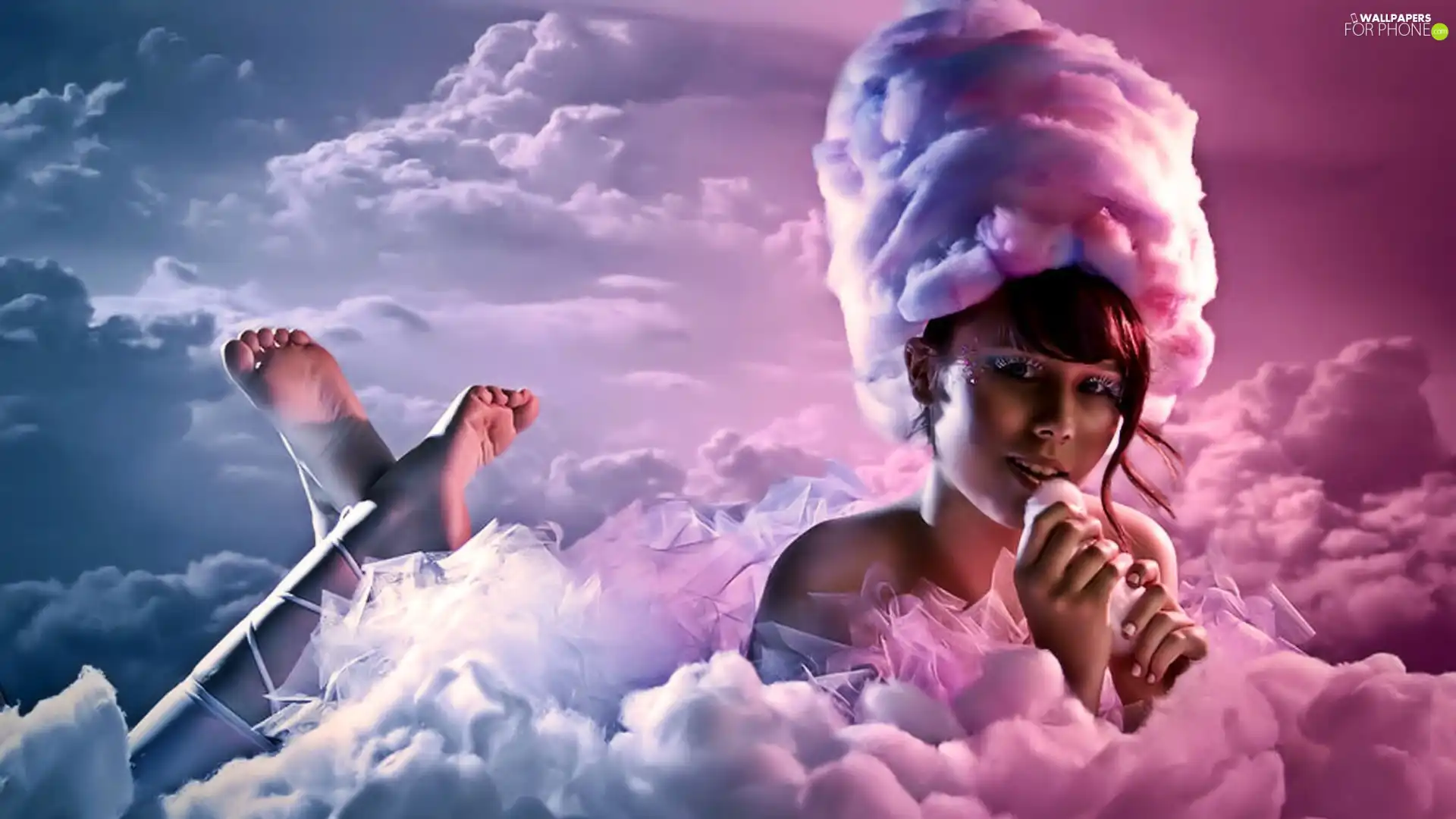 clouds, Women, make-up