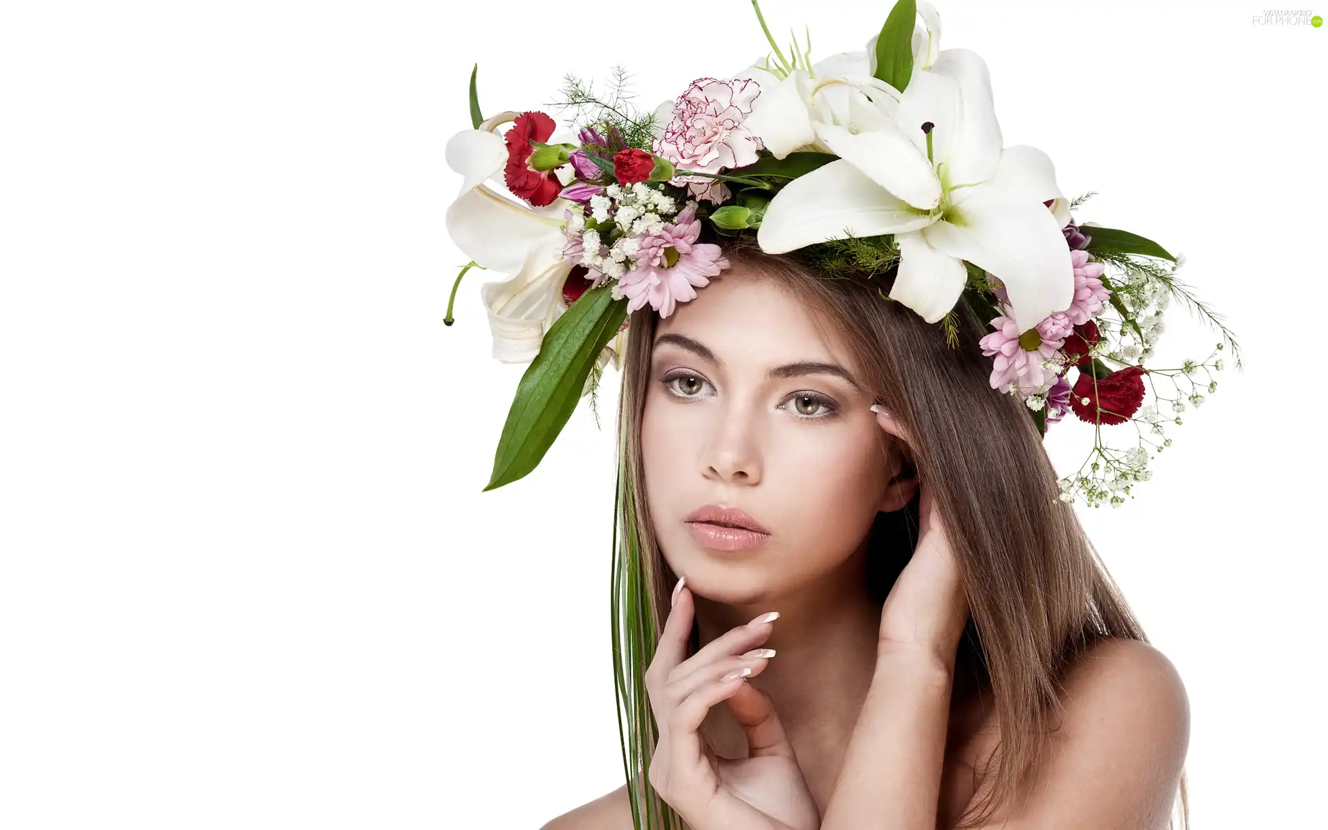 Flowers, girl, make-up