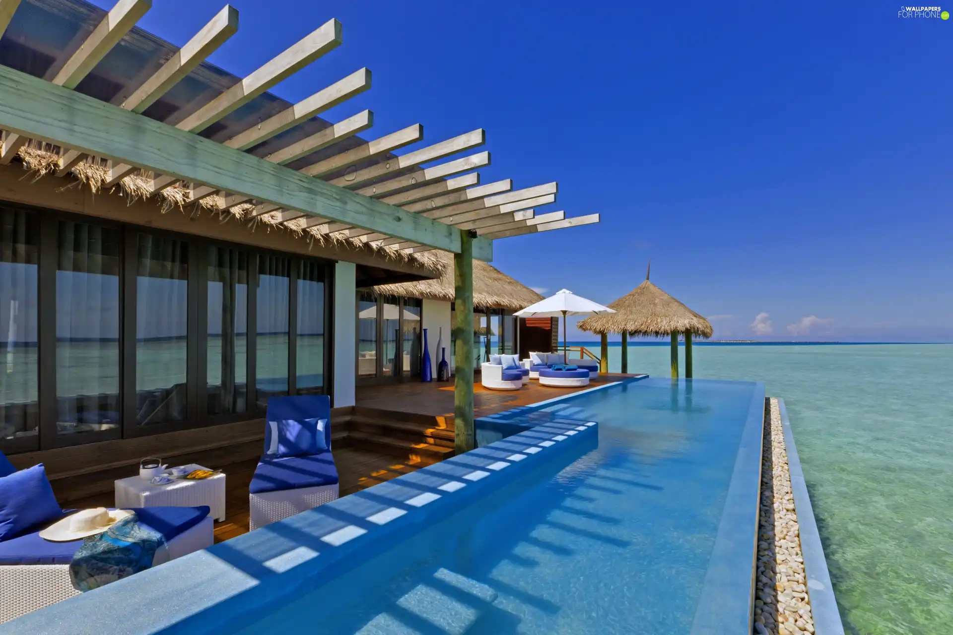 Hotel hall, sea, Maldives, Pool