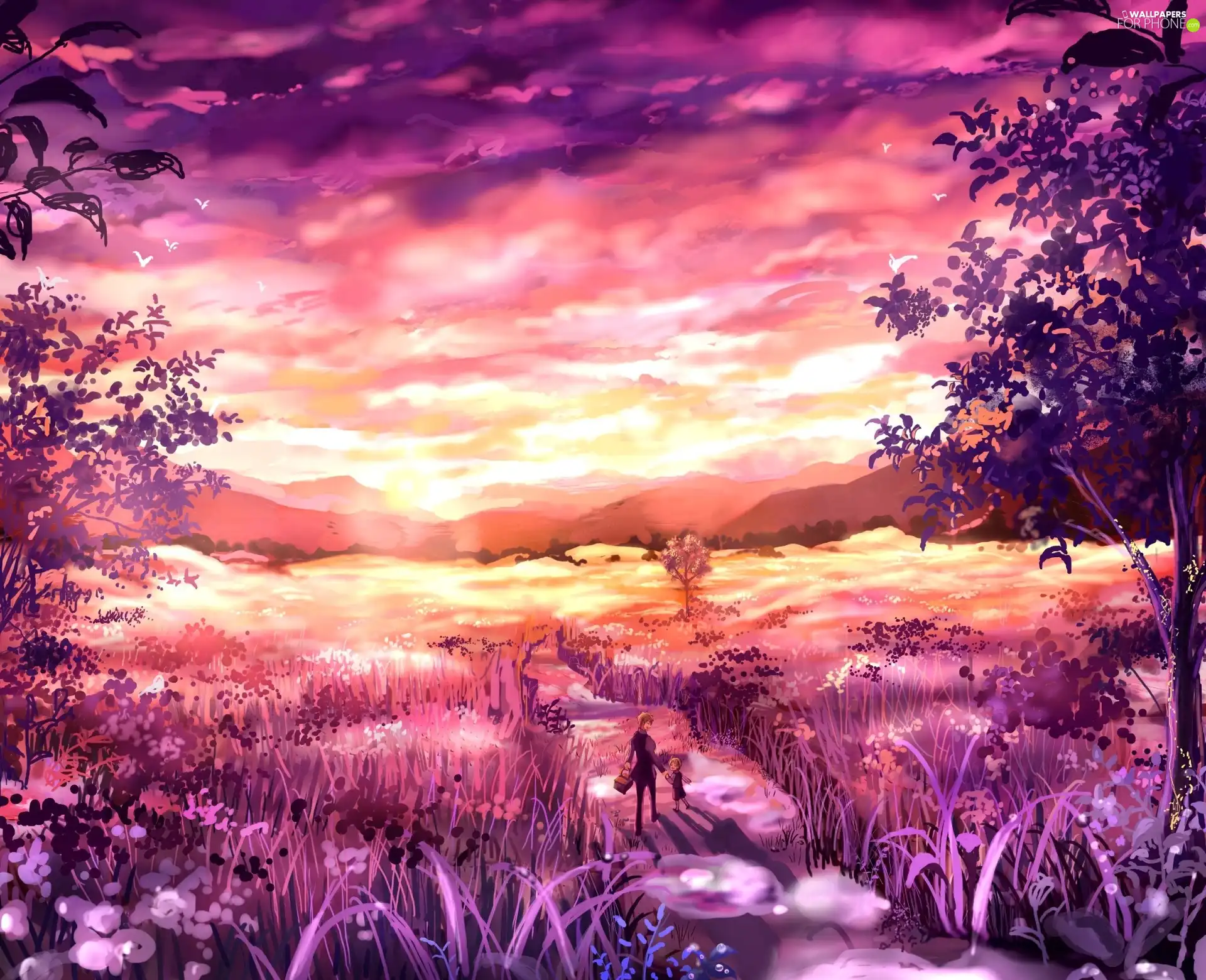 clouds, People, Manga, Sky