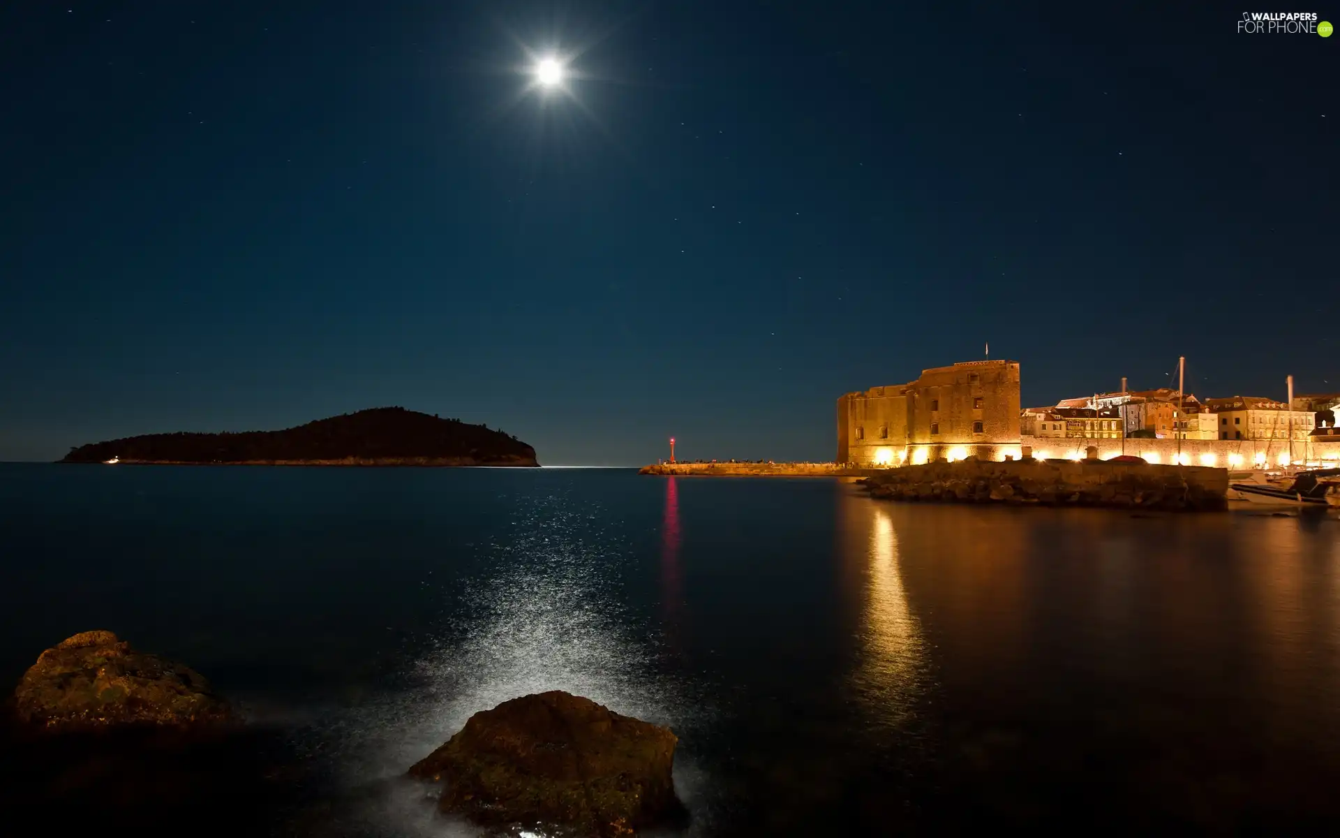 sea, Lighthouse, maritime, Town