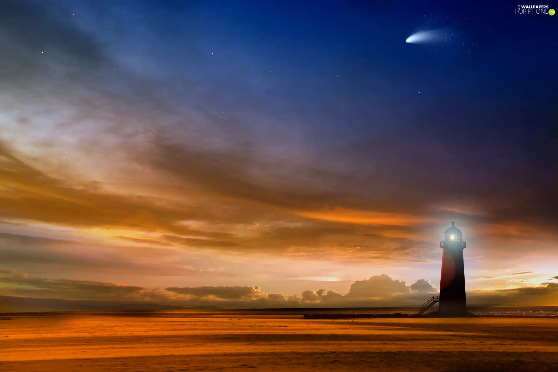 Sky, Lighthouse, maritime, clouds