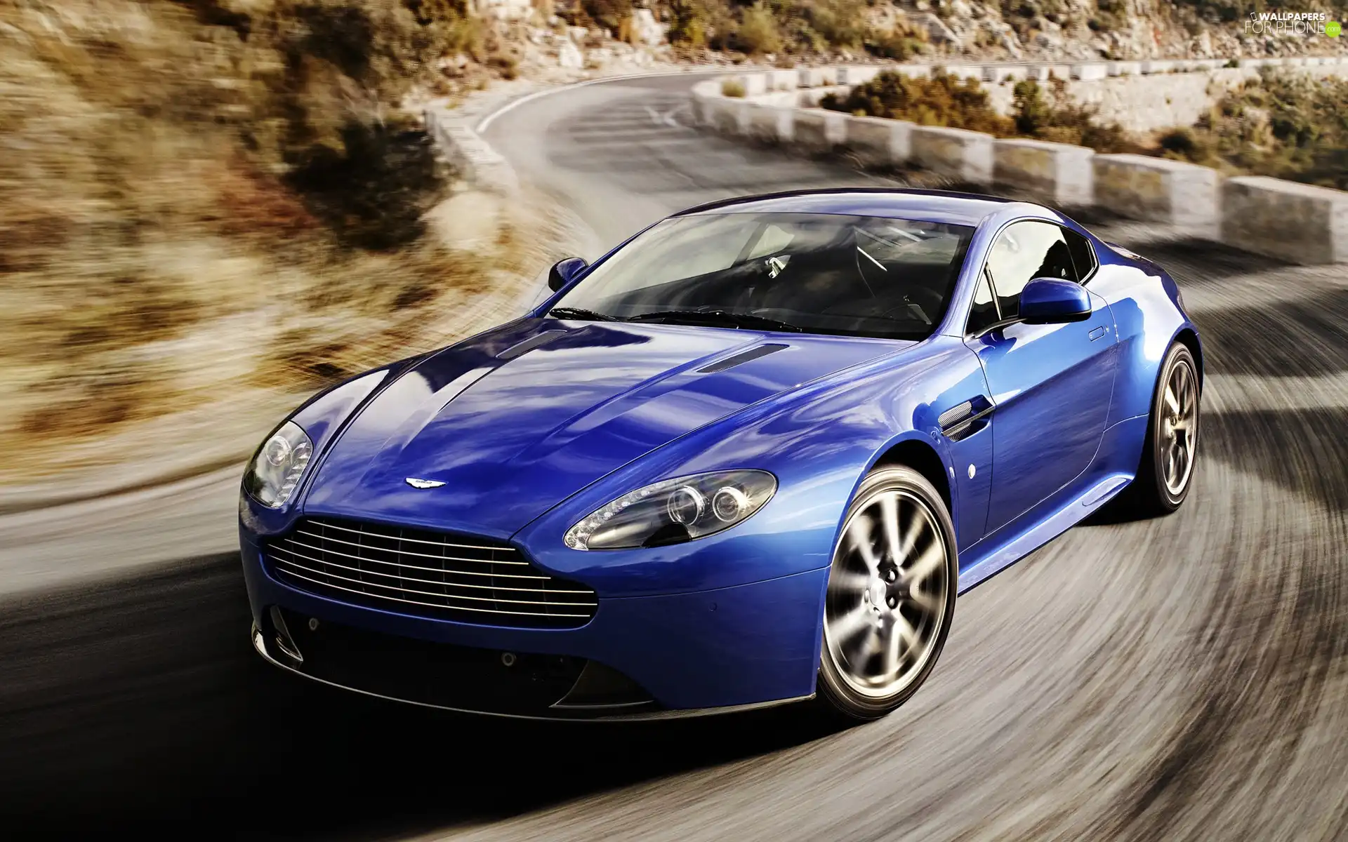 winding, blue, Aston Martin V8 Vantage S, Way