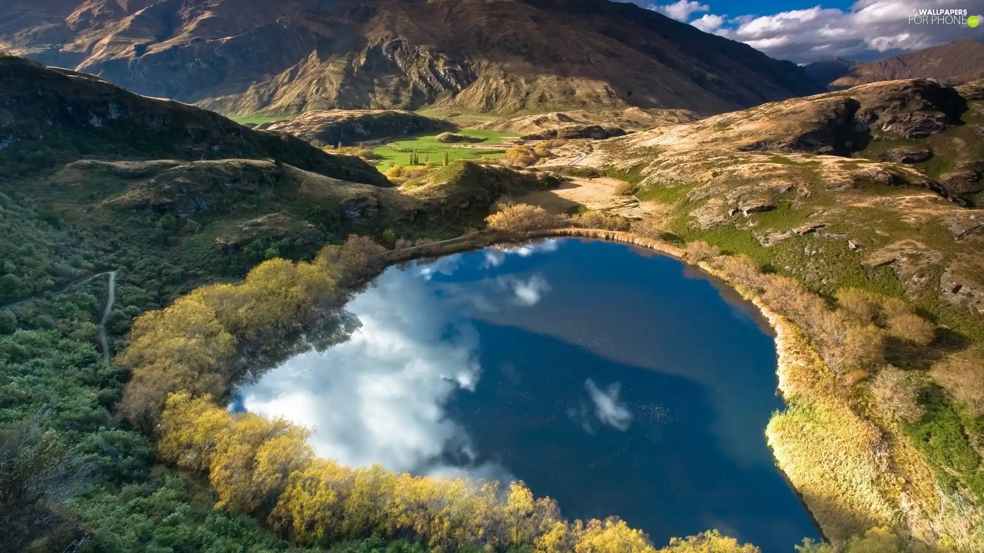 medows, lakes, Mountains