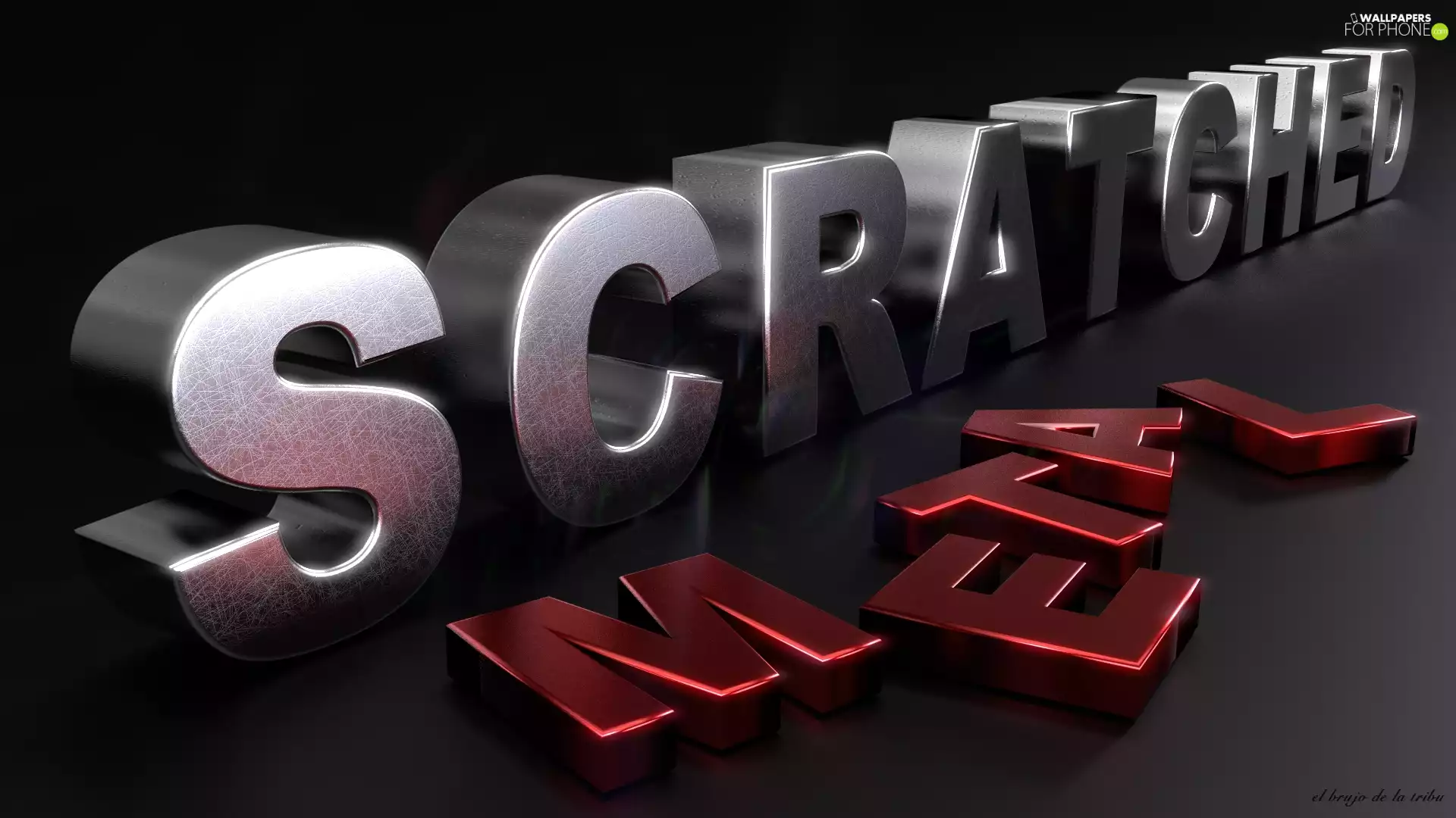 Scratched metal, 3D Graphics, text