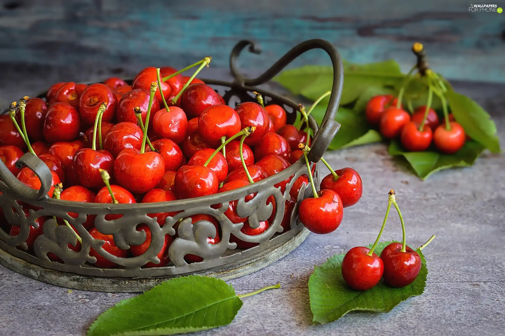 cherries, openwork, container, Metal