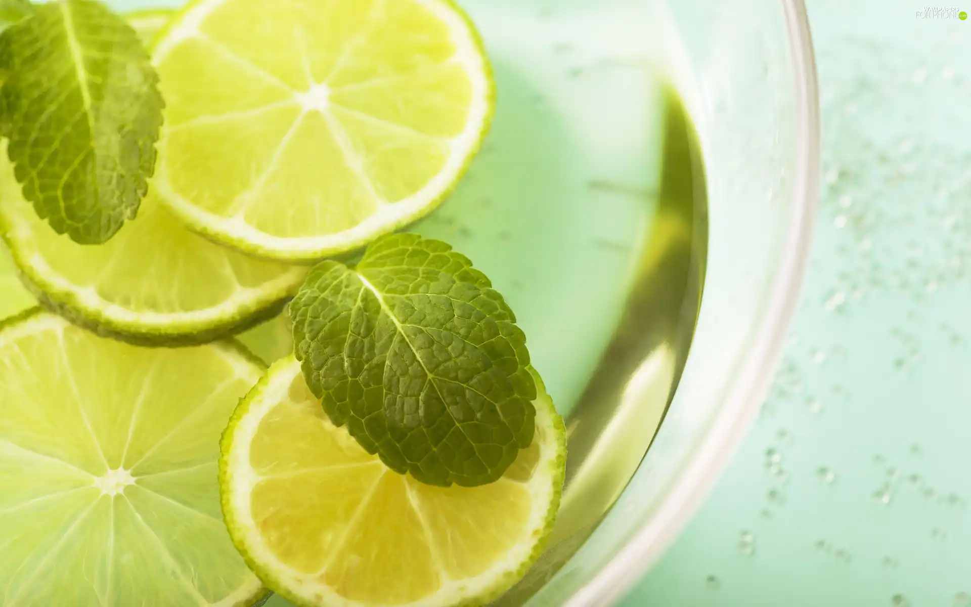mint, slices, lemons