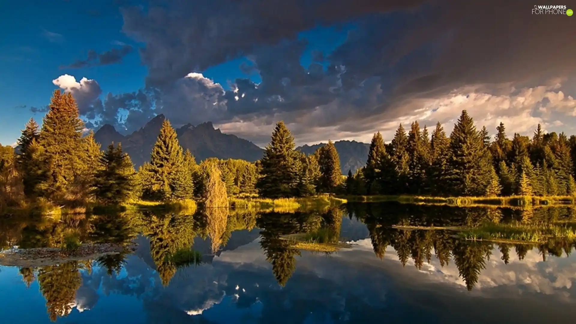 Mountains, reflection, Mirror, lake