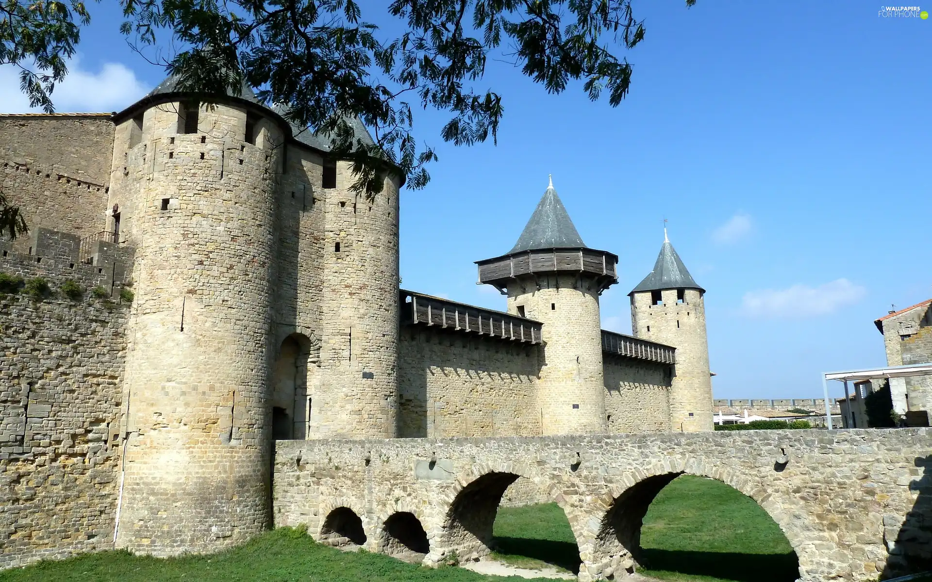 Castle, dry, Moat, turrets