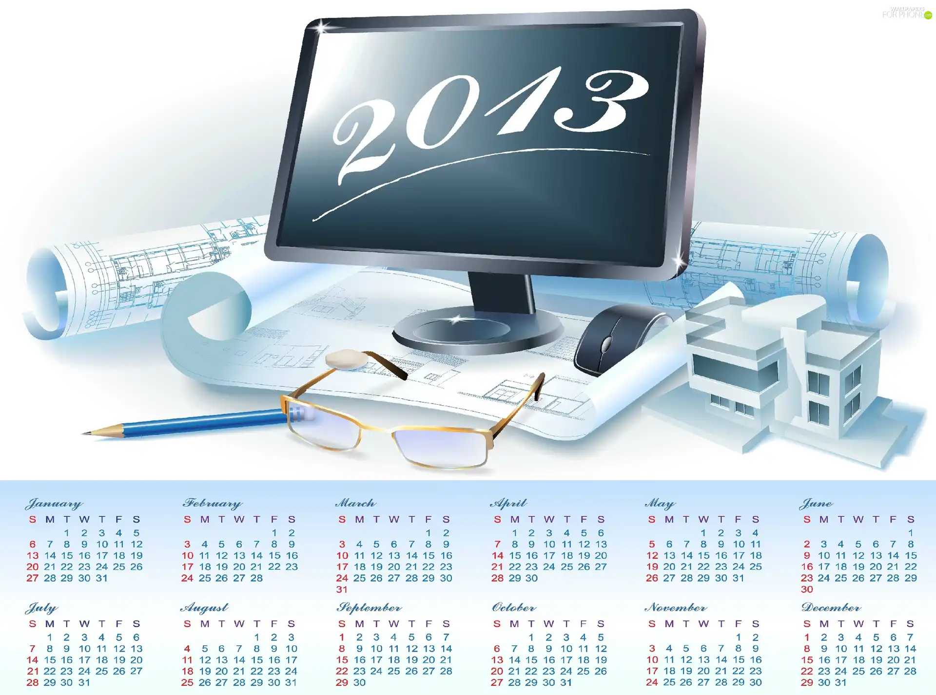Calendar, Project, monitor, 2013