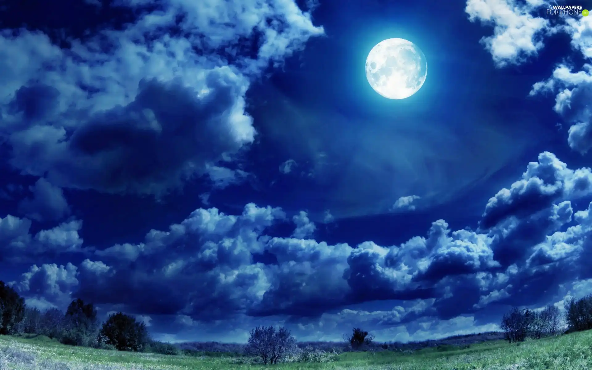 beatyfull, Night, moon, clouds