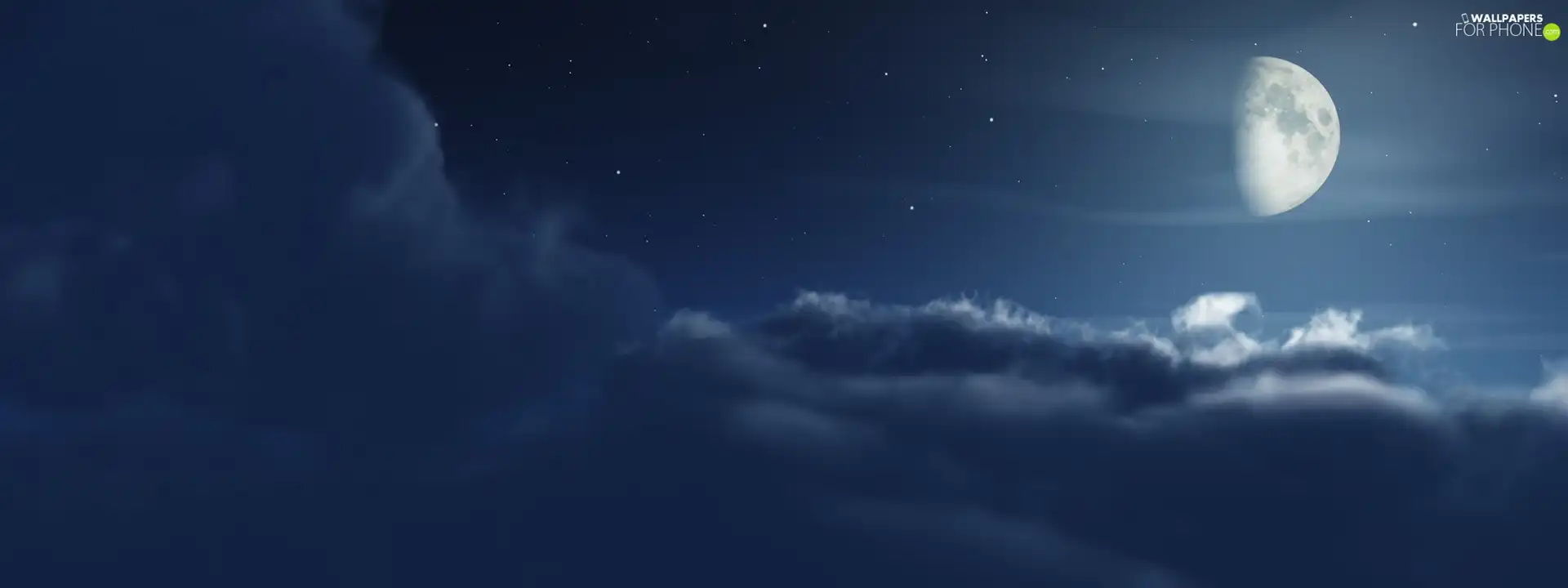 moon, Sky, clouds