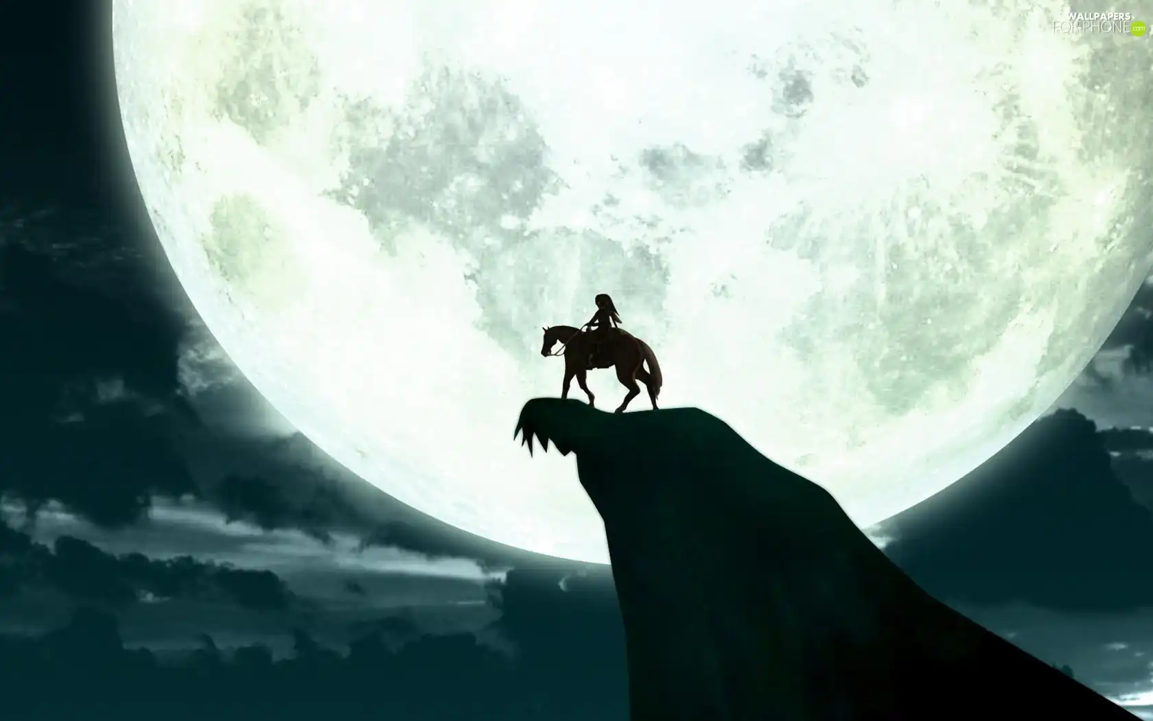 rider, Horse, moon, Women
