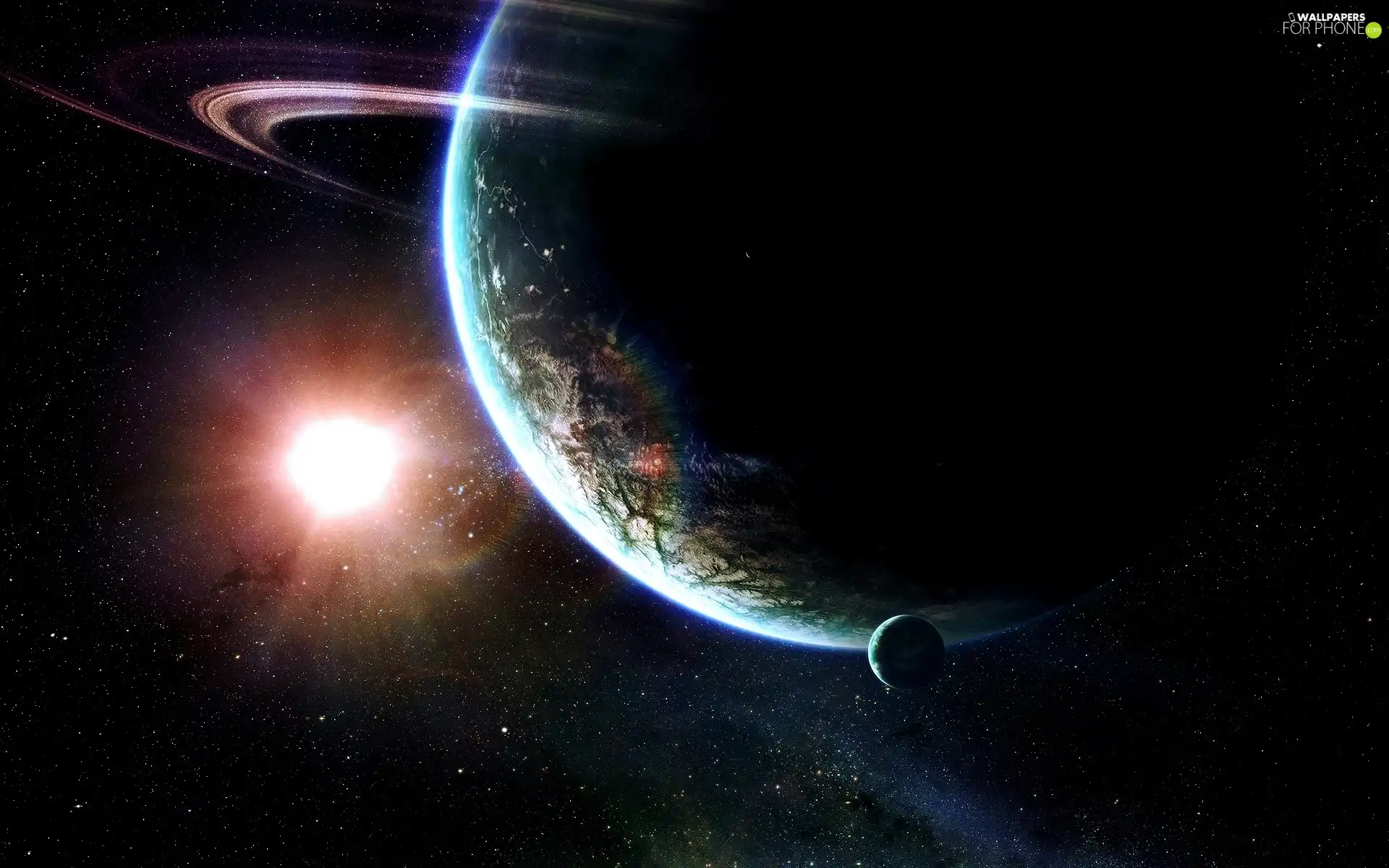 moon, land, sun