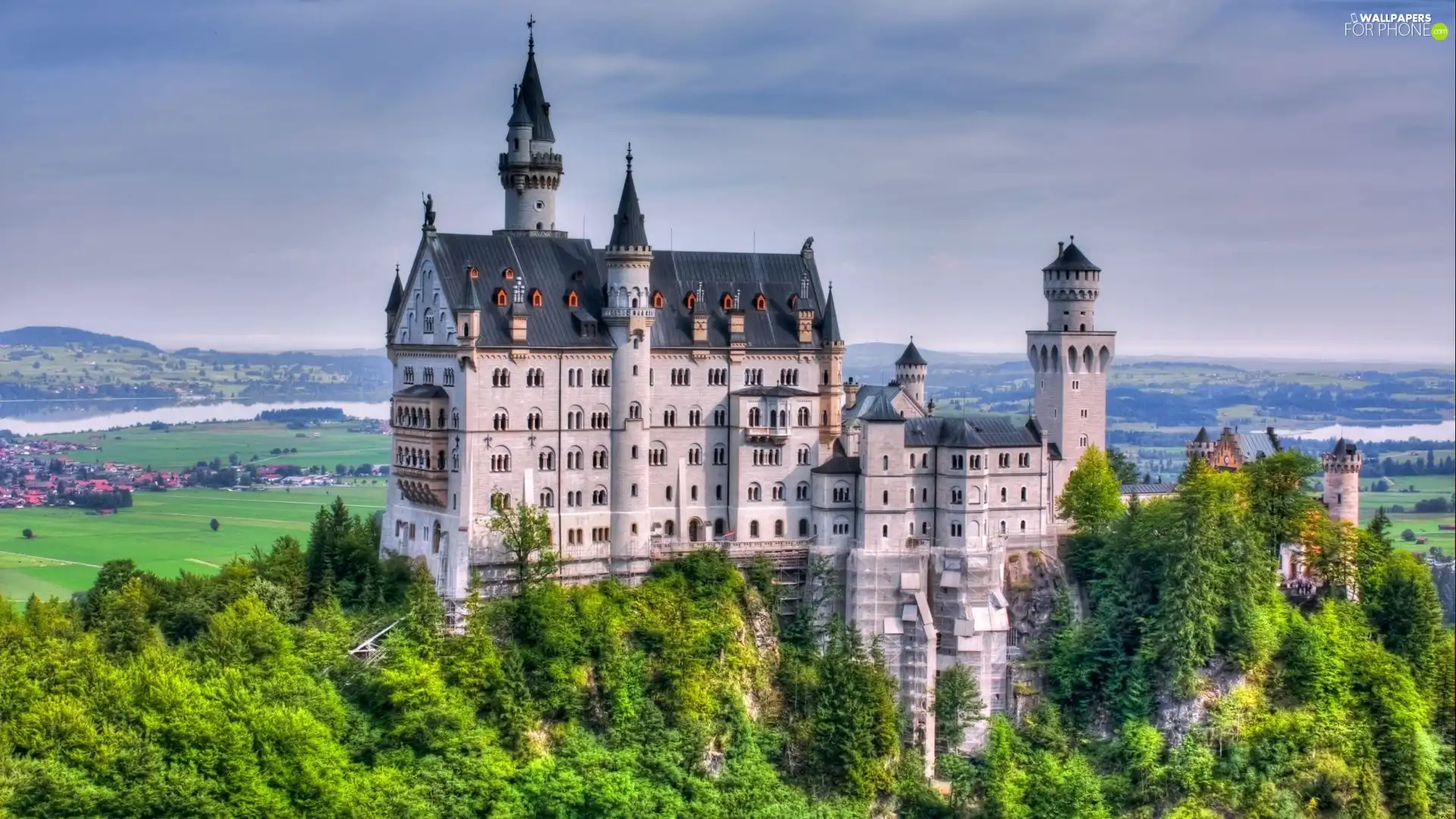 Mountains, Alps, Bavaria, Neuschwanstein Castle, Germany