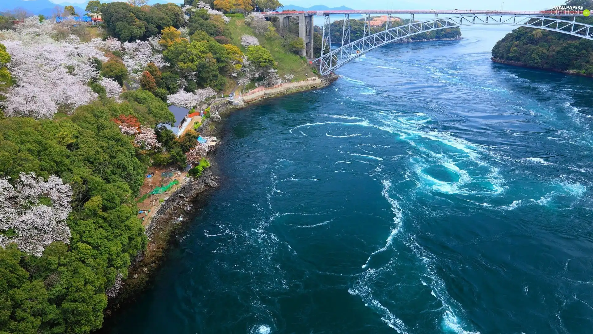 Mountains, River, bridge