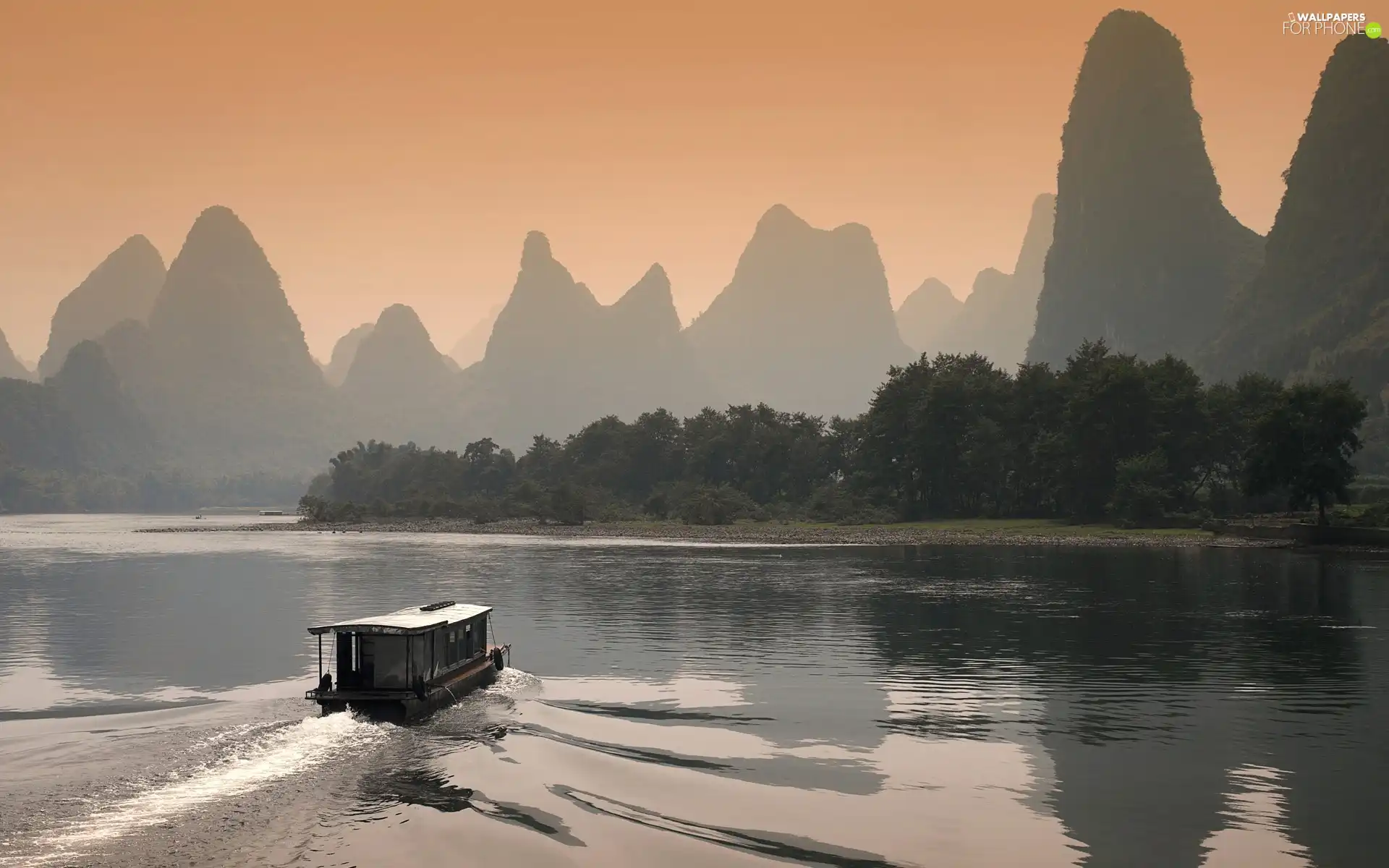 China, bath-tub, Mountains, River