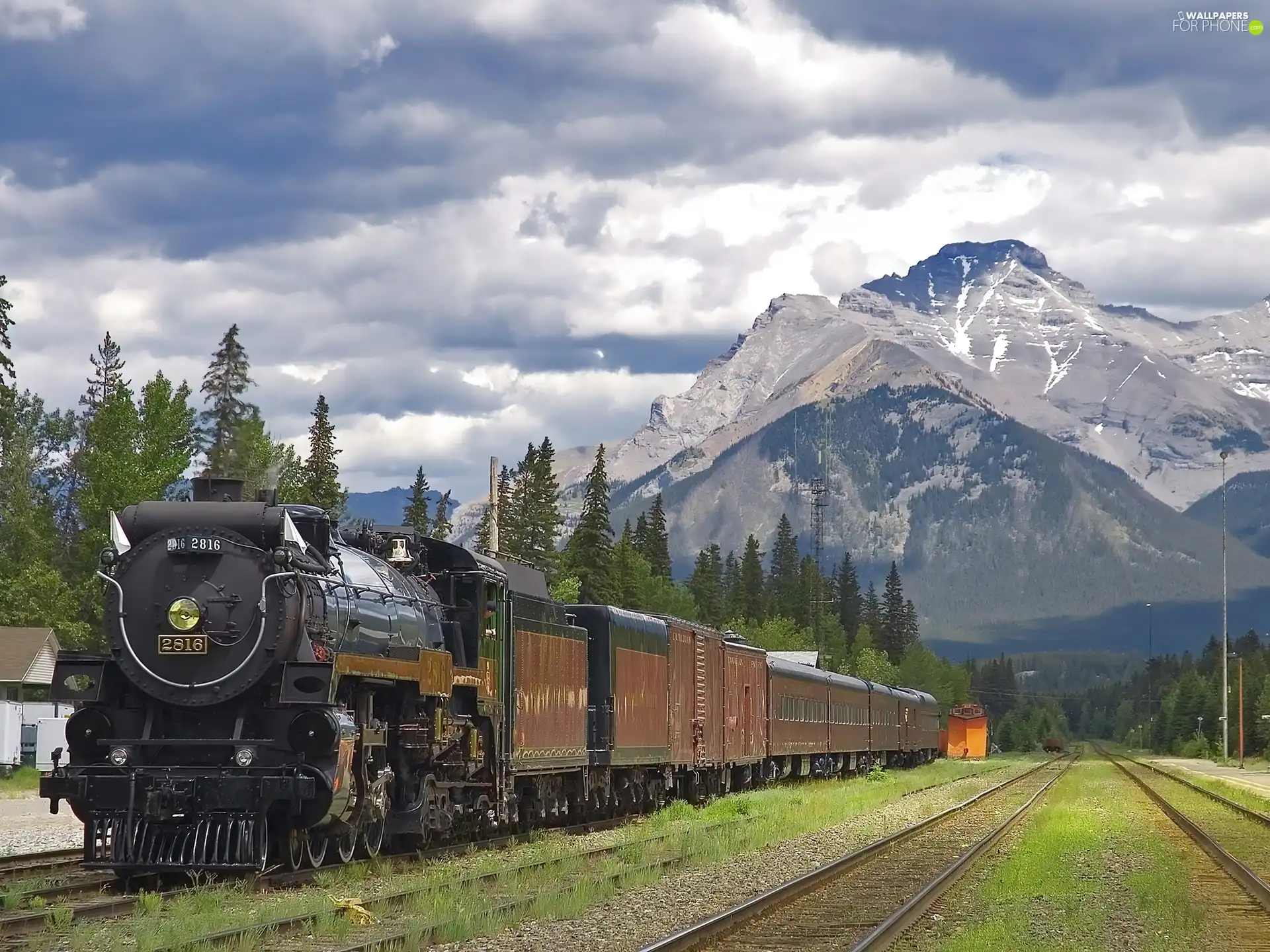 engine, Wagons, Mountains, ##