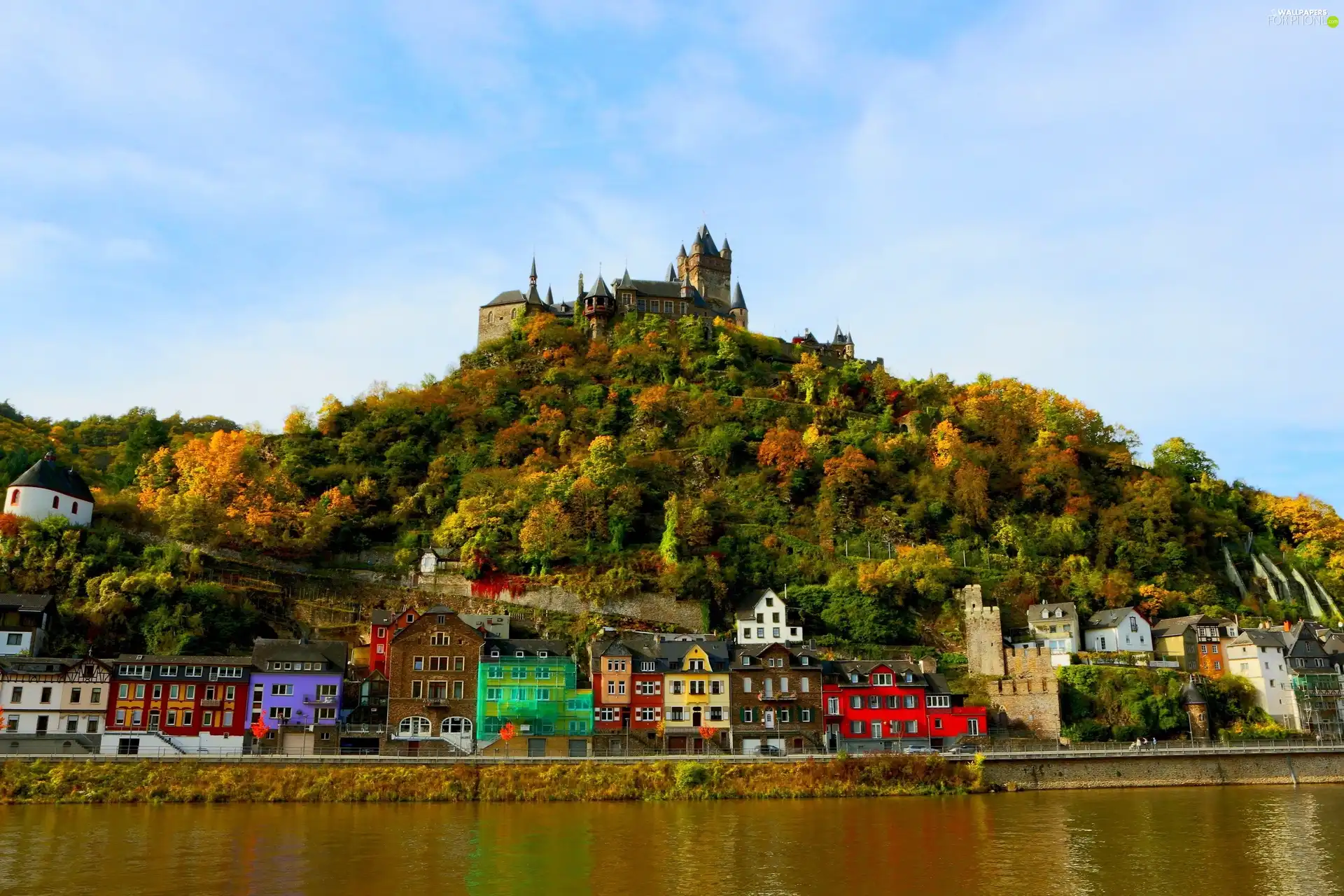 Germany, Houses, mountains, Kochem