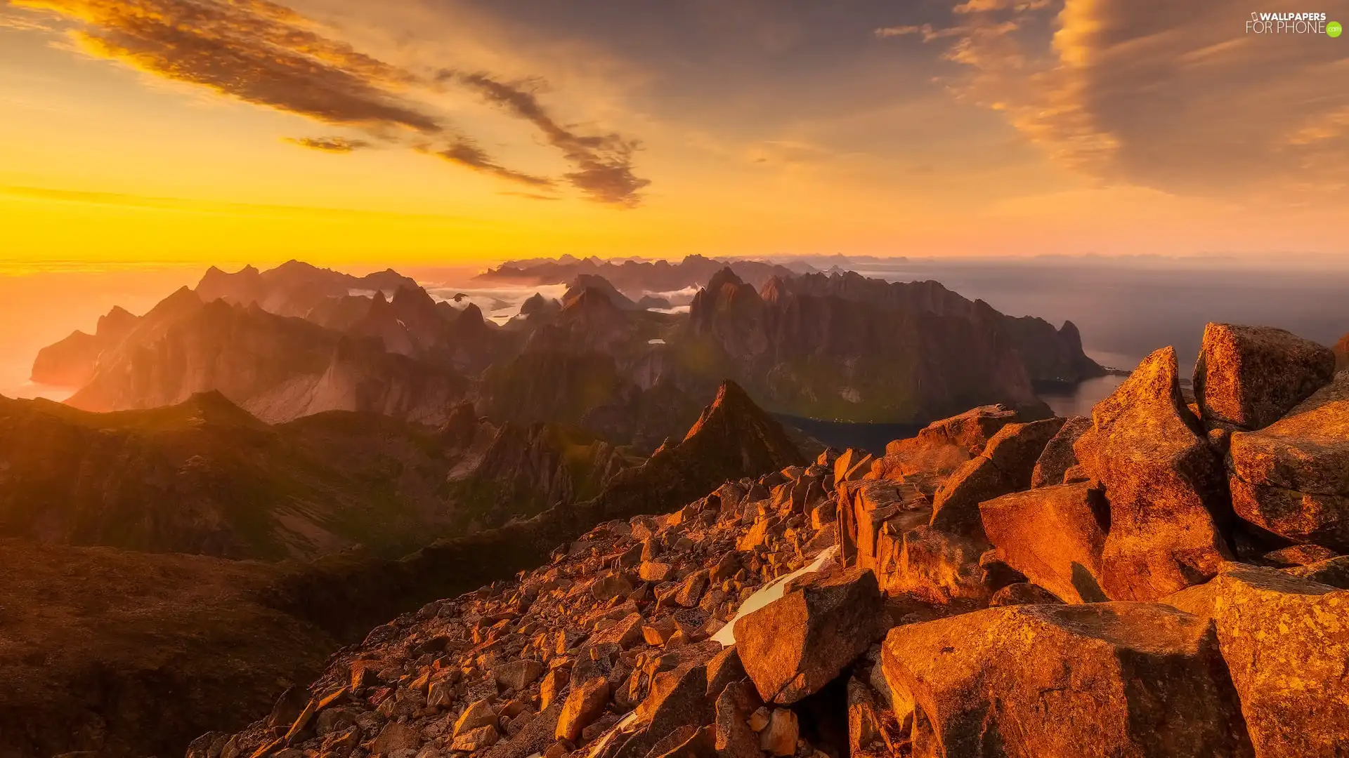 Lofoten, Norway, Stones, Mountains, rocks, sea