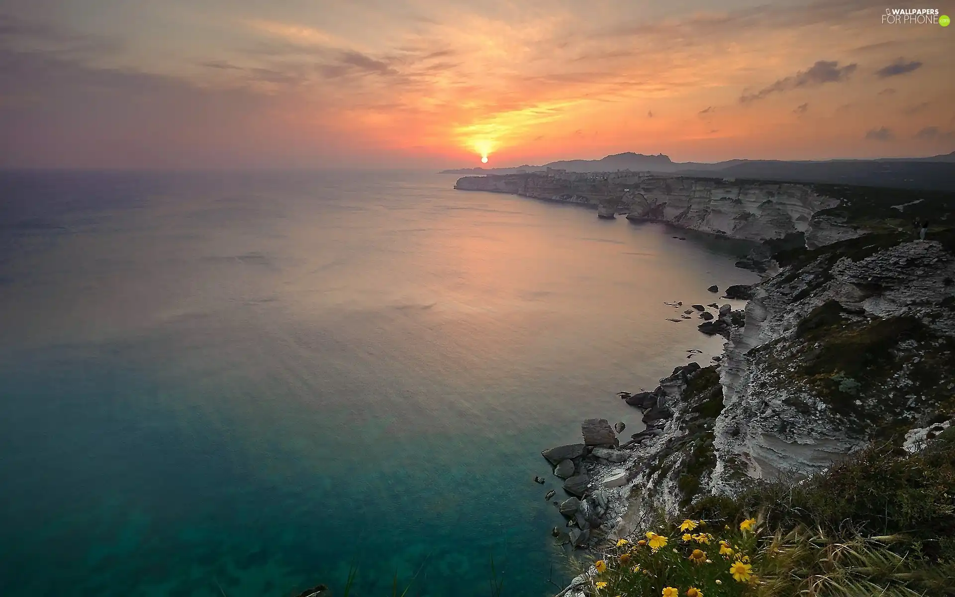 sea, sun, Mountains, west