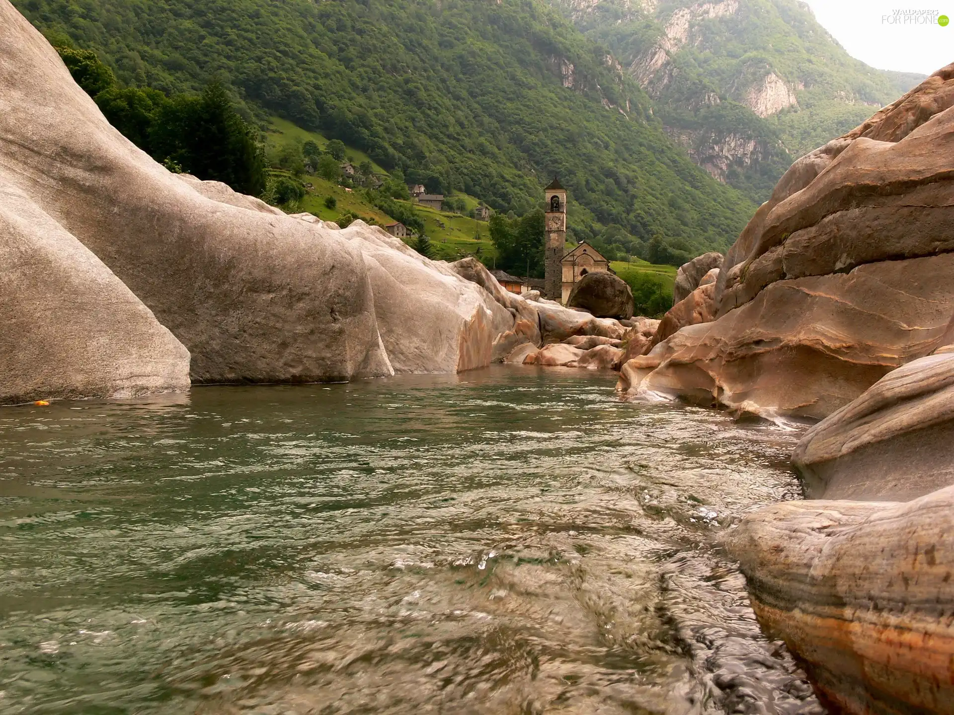 River, rocks, Mountains, The relief